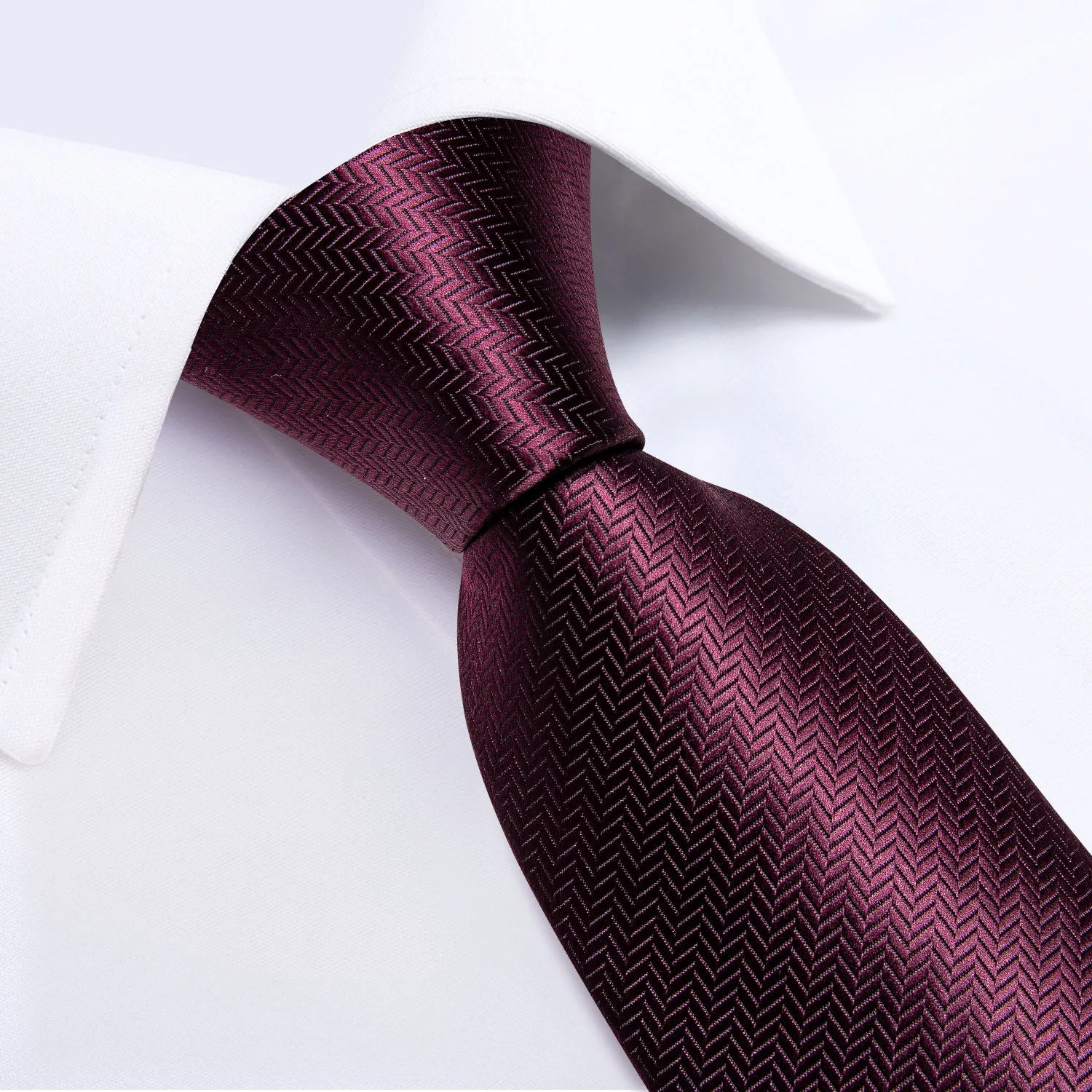 Ties2you Burgundy Tie for Men Striped Silk Tie Hanky Cufflinks Set sold by Ties2You product image thumbnail 3
