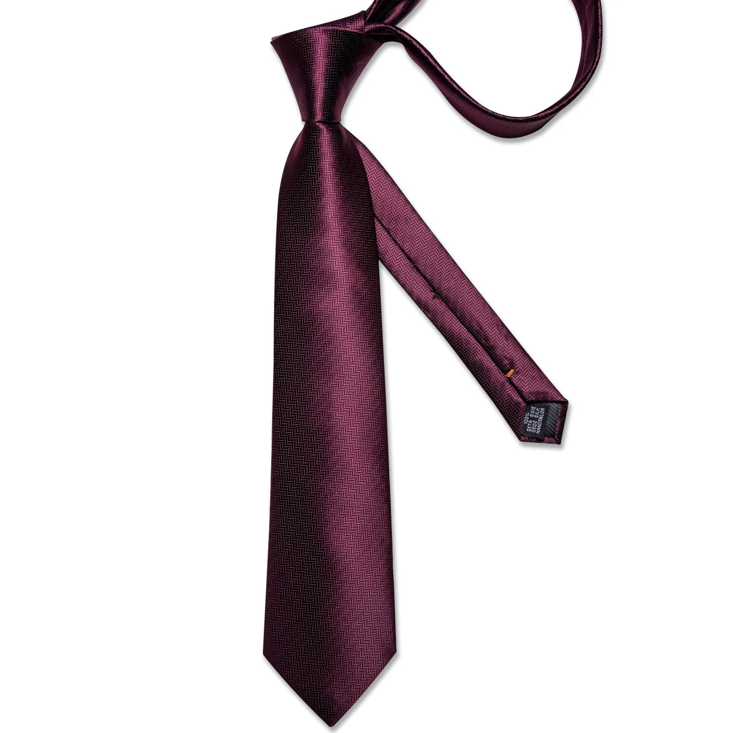 Ties2you Burgundy Tie for Men Striped Silk Tie Hanky Cufflinks Set sold by Ties2You product image thumbnail 4