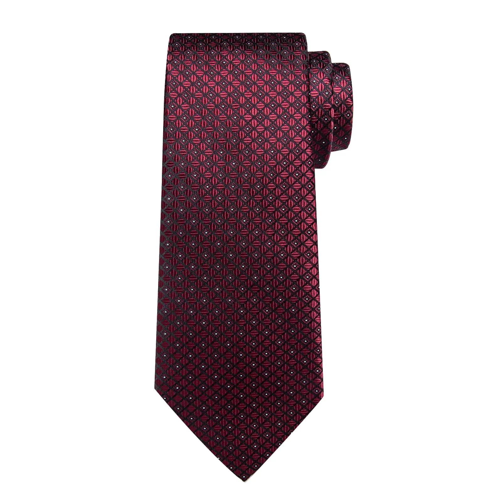 Ties2you Burgundy Tie for Men Striped Silk Tie Hanky Cufflinks Set sold by Ties2You