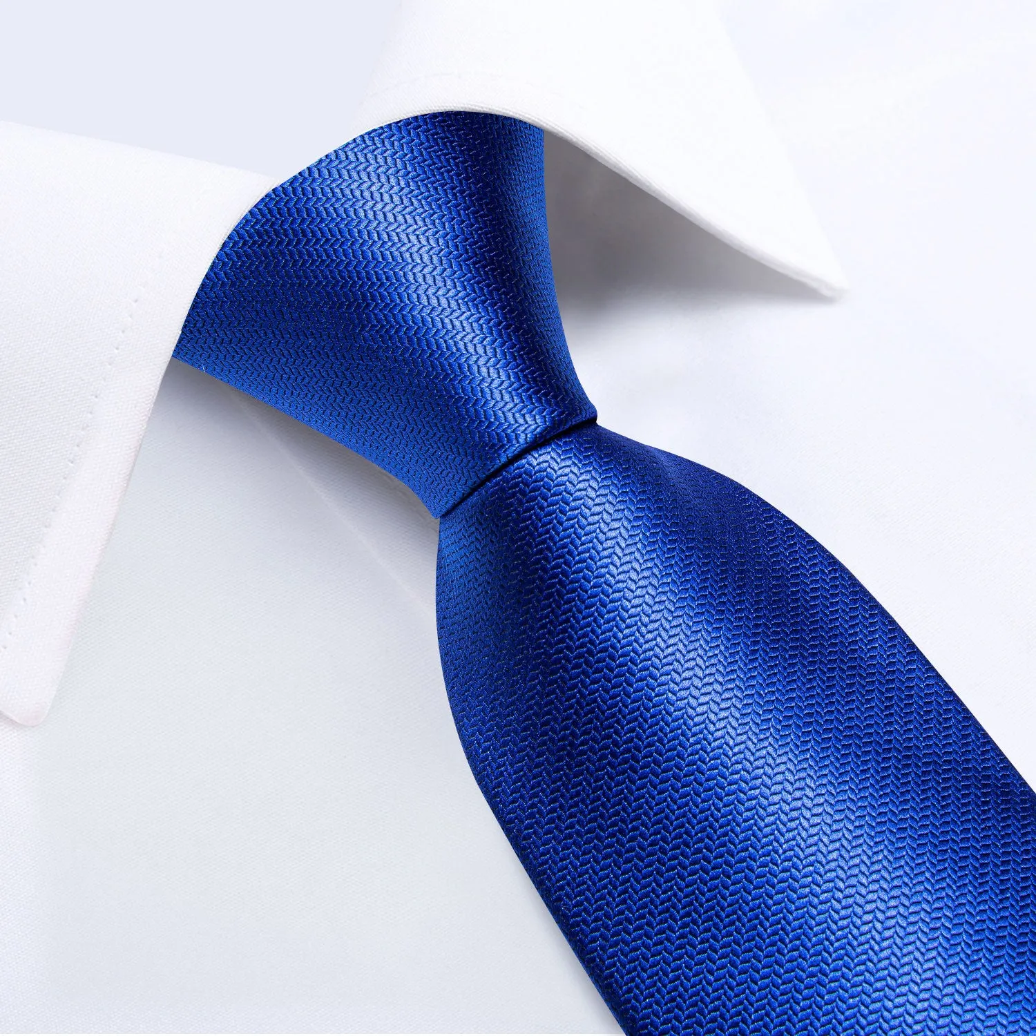 Shiny Blue Solid Necktie Pocket Square Cufflinks Set sold by Ties2You product image thumbnail 2