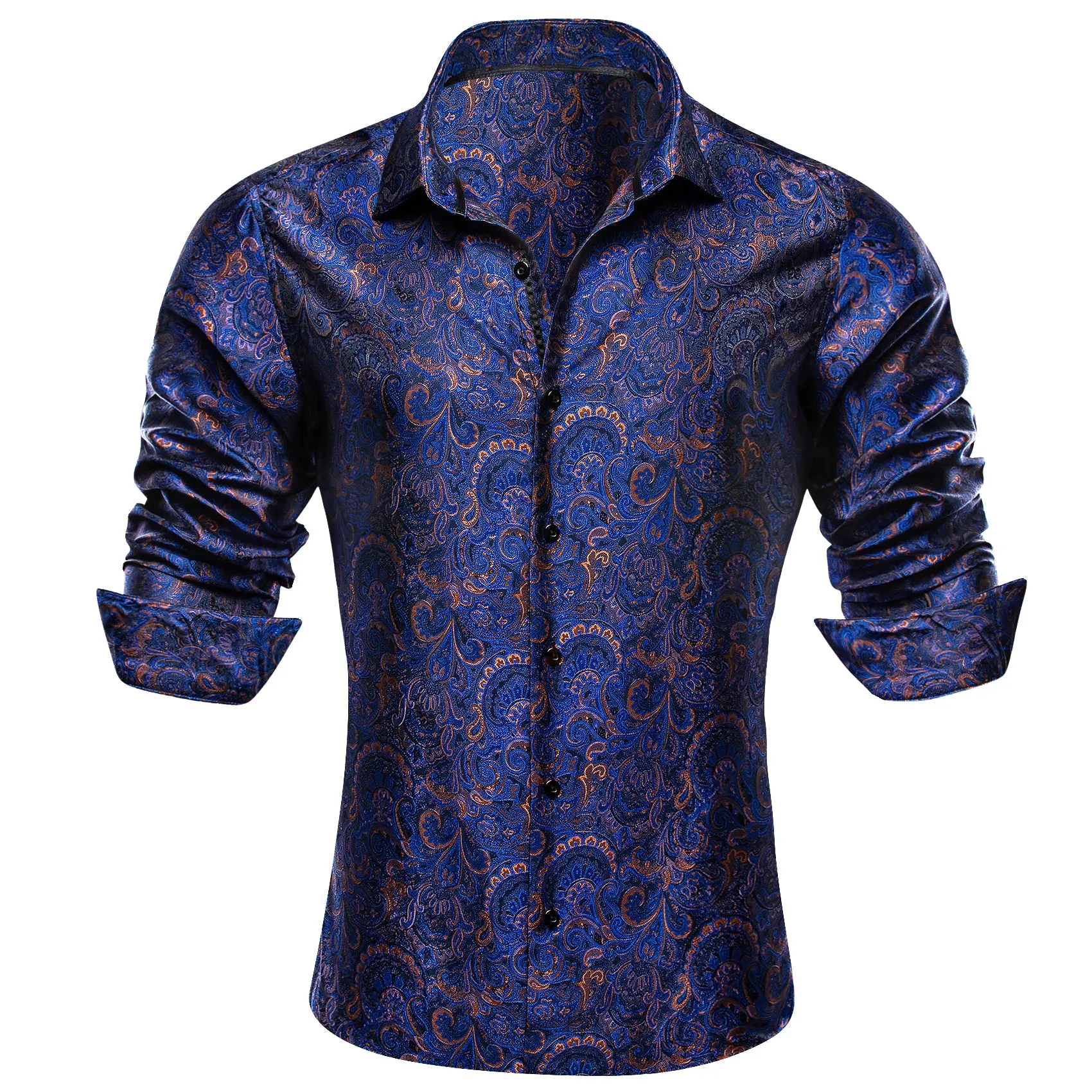 Ties2you Button Down Shirt Blue Paisley Silk Men's Shirt sold by Ties2You product image thumbnail 2