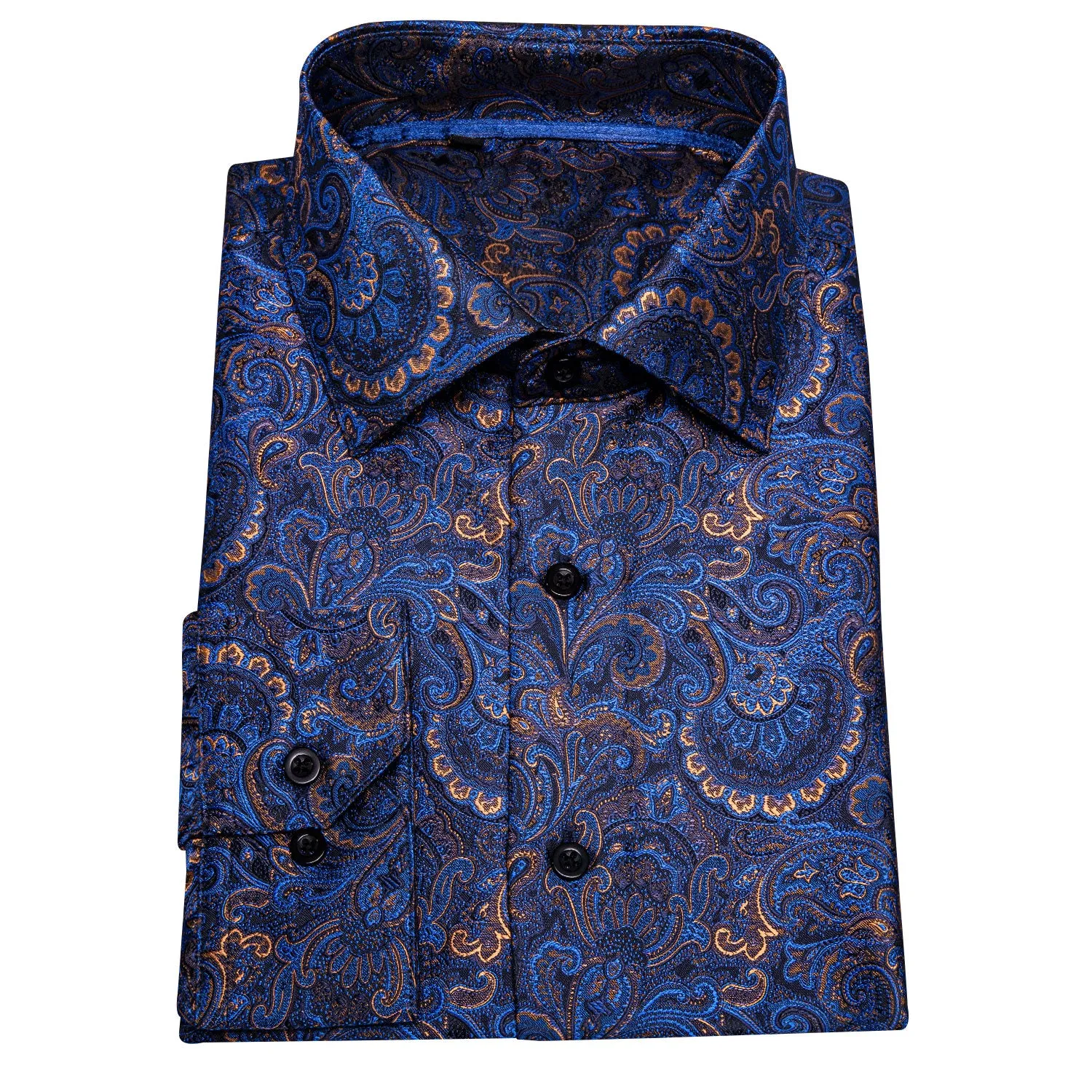 Ties2you Button Down Shirt Blue Paisley Silk Men's Shirt sold by Ties2You product image thumbnail 4