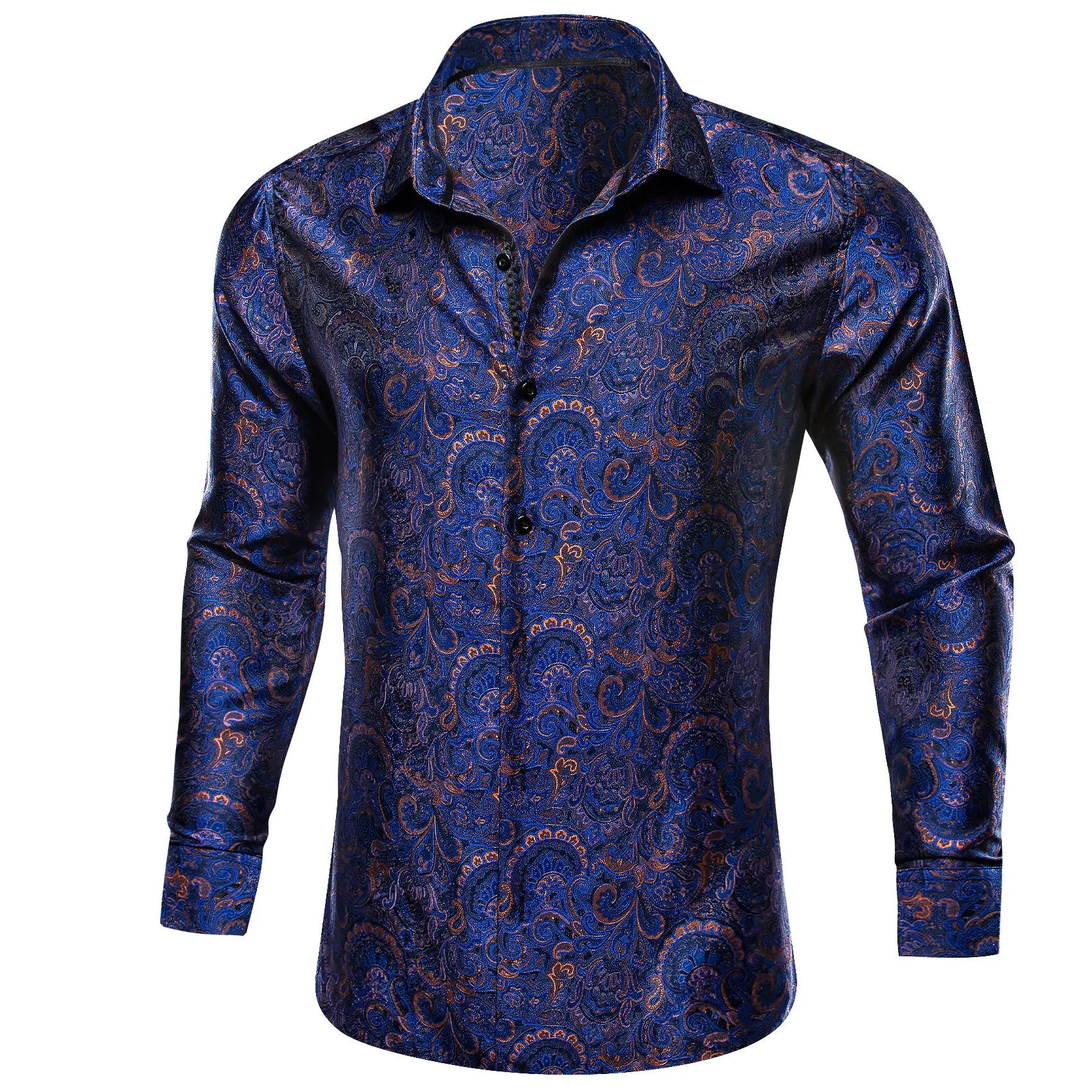 Ties2you Button Down Shirt Blue Paisley Silk Men's Shirt sold by Ties2You product image thumbnail 3