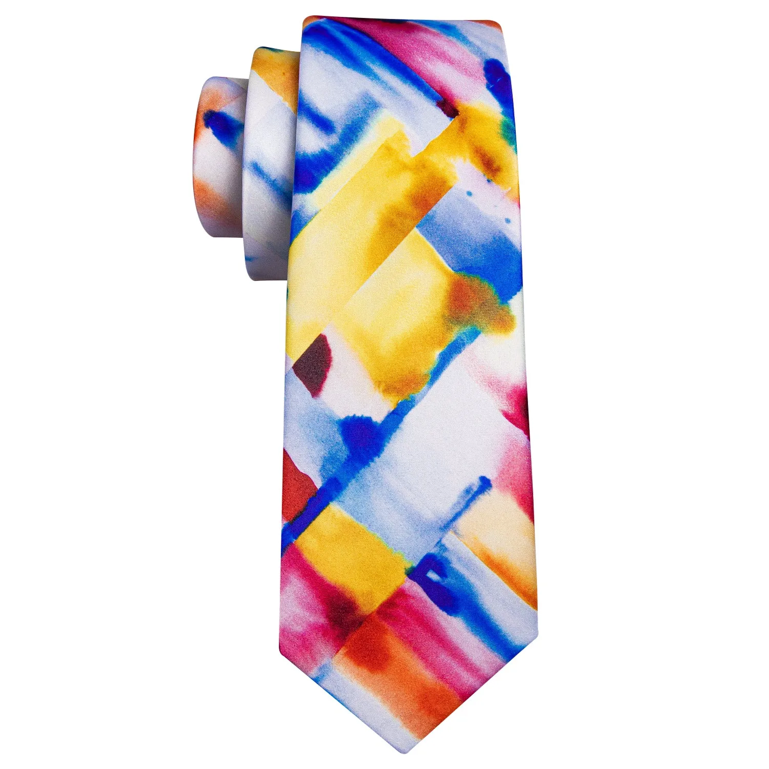 Yellow Blue Novelty Print Men's Necktie Pocket Square Cufflinks Set sold by Ties2You product image thumbnail 5