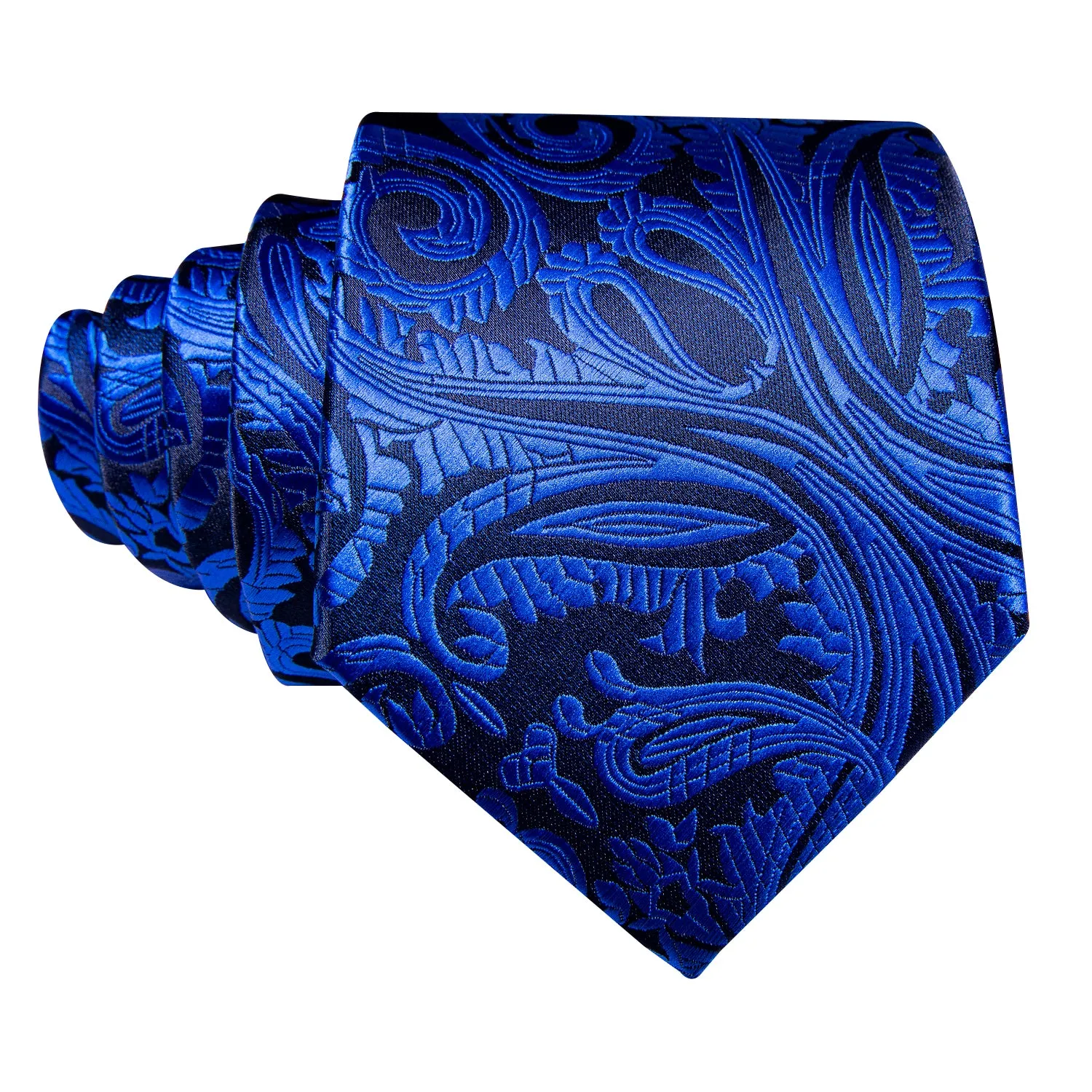 Shining Blue Black Paisley Silk Fabric Tie Hanky Cufflinks Set sold by Ties2You product image thumbnail 3