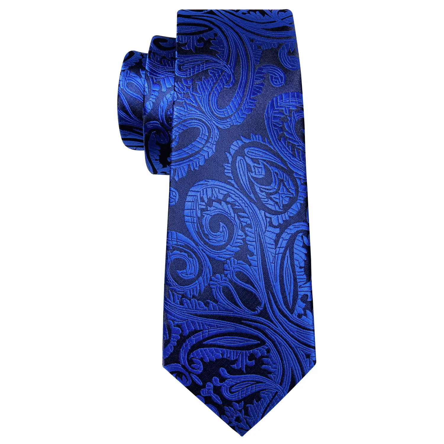 Shining Blue Black Paisley Silk Fabric Tie Hanky Cufflinks Set sold by Ties2You product image thumbnail 4