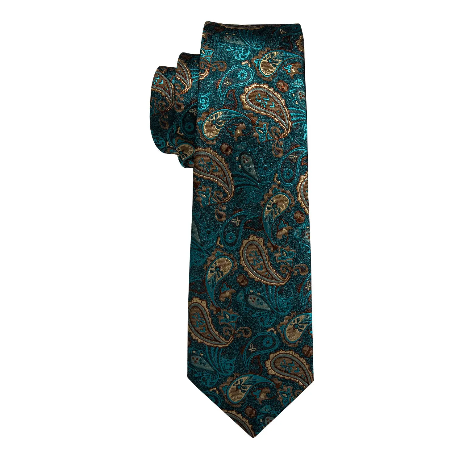Shinning Green Paisley Men's Tie Handkerchief Cufflinks Set sold by Ties2You product image thumbnail 5