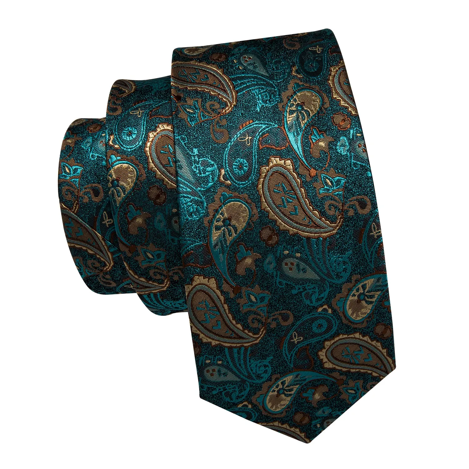 Shinning Green Paisley Men's Tie Handkerchief Cufflinks Set sold by Ties2You product image thumbnail 4