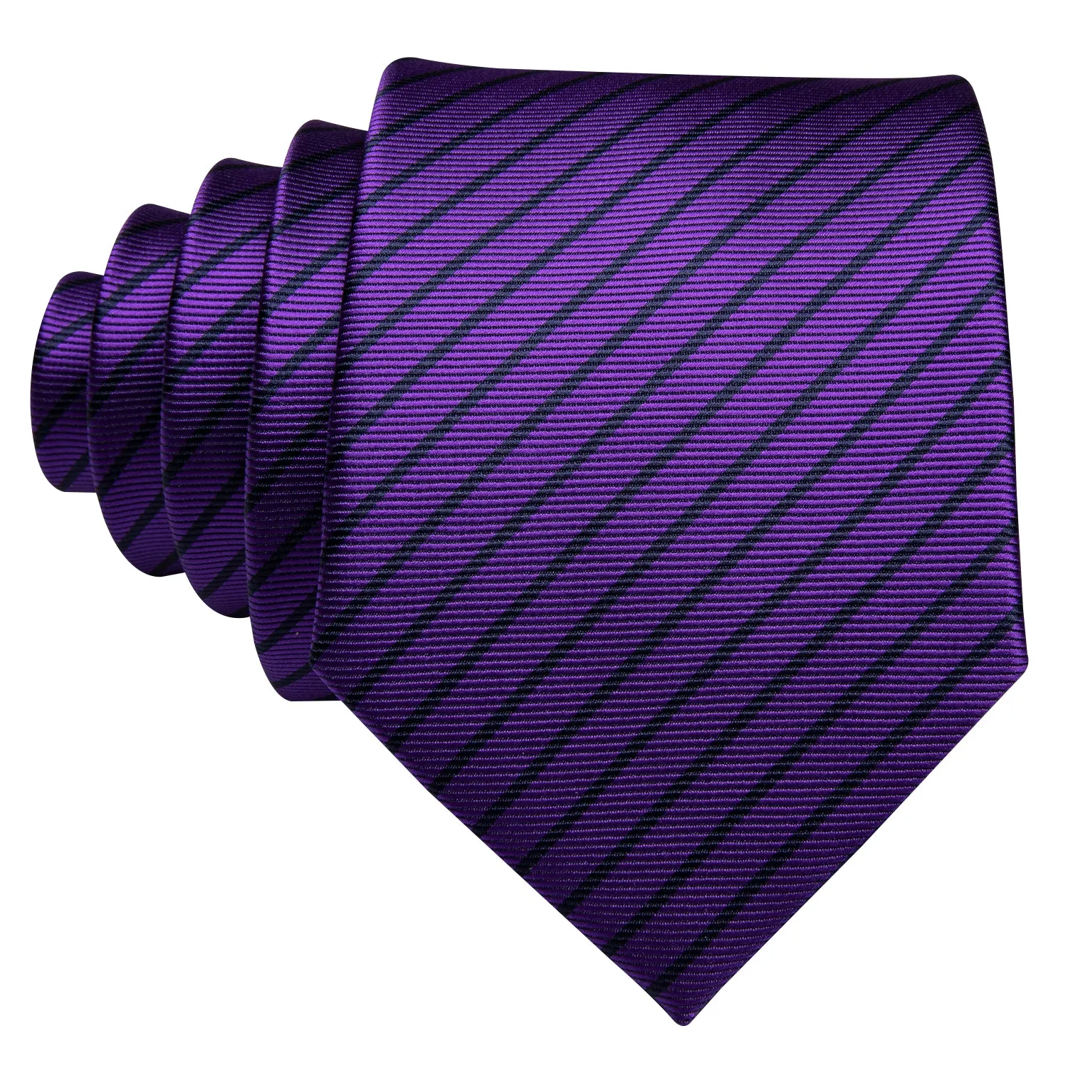 Deep Purple Striped Men's Tie Handkerchief Cufflinks Set sold by Ties2You product image thumbnail 3