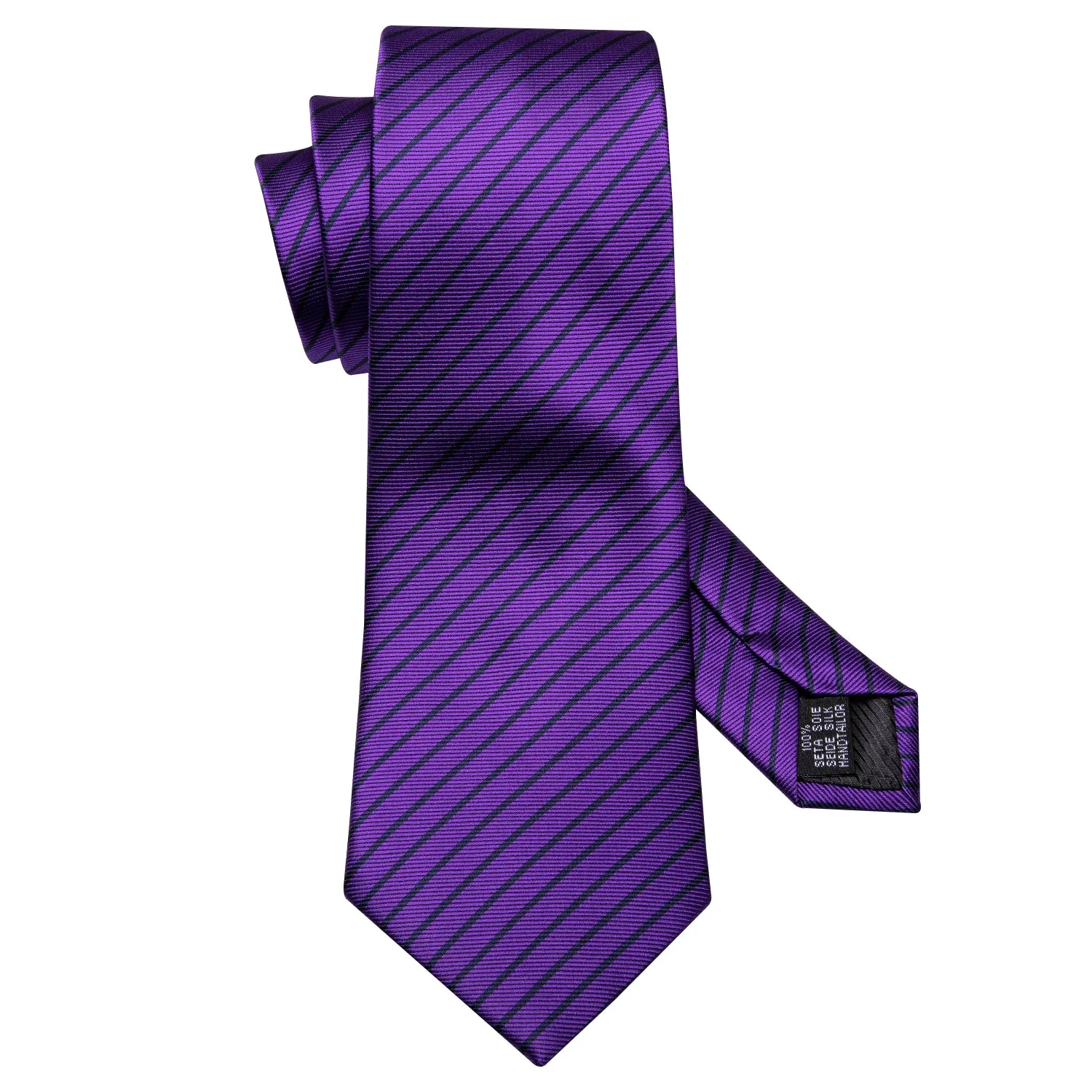 Deep Purple Striped Men's Tie Handkerchief Cufflinks Set sold by Ties2You product image thumbnail 4