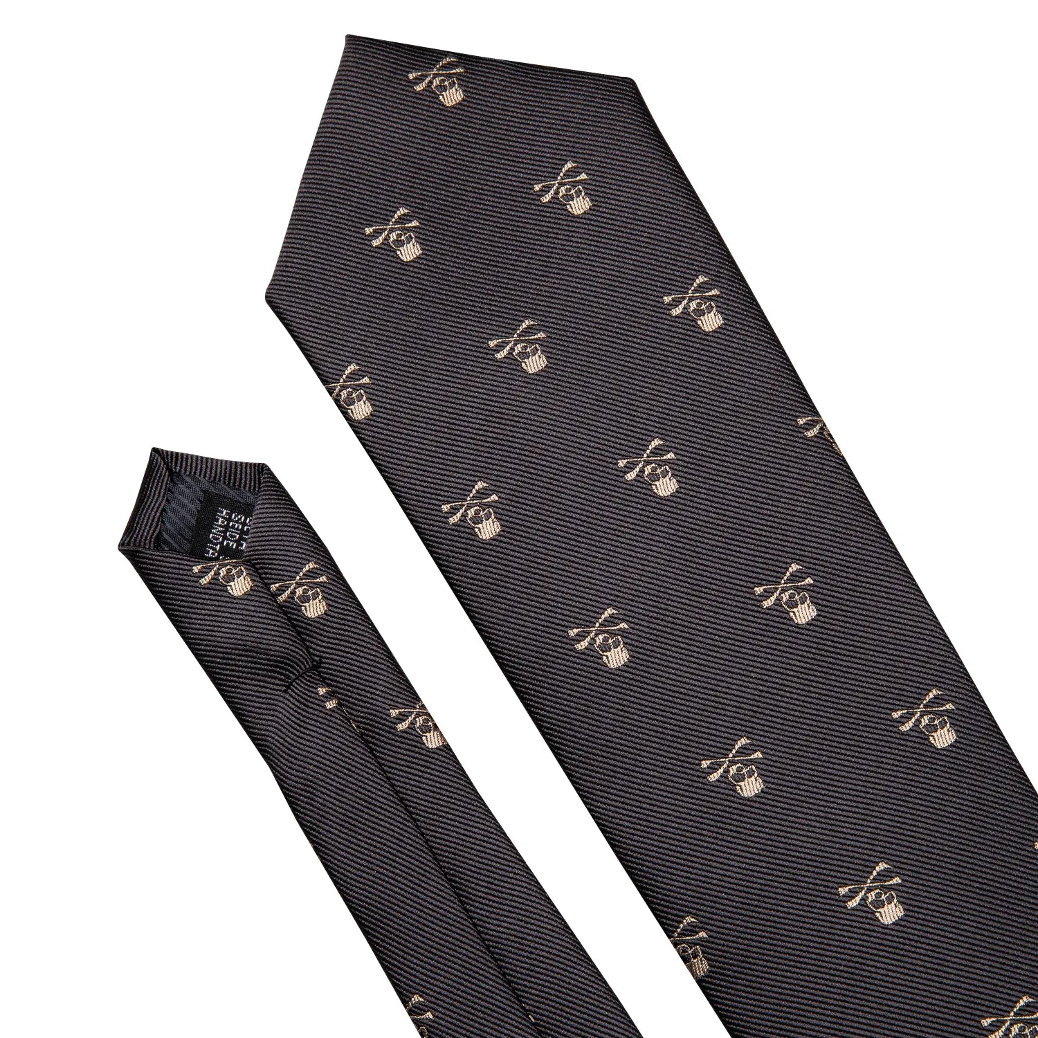 Ties2you Silk Tie Novelty Black Brown Skull Men's Tie Handkerchief Cufflinks Set sold by Ties2You product image thumbnail 2