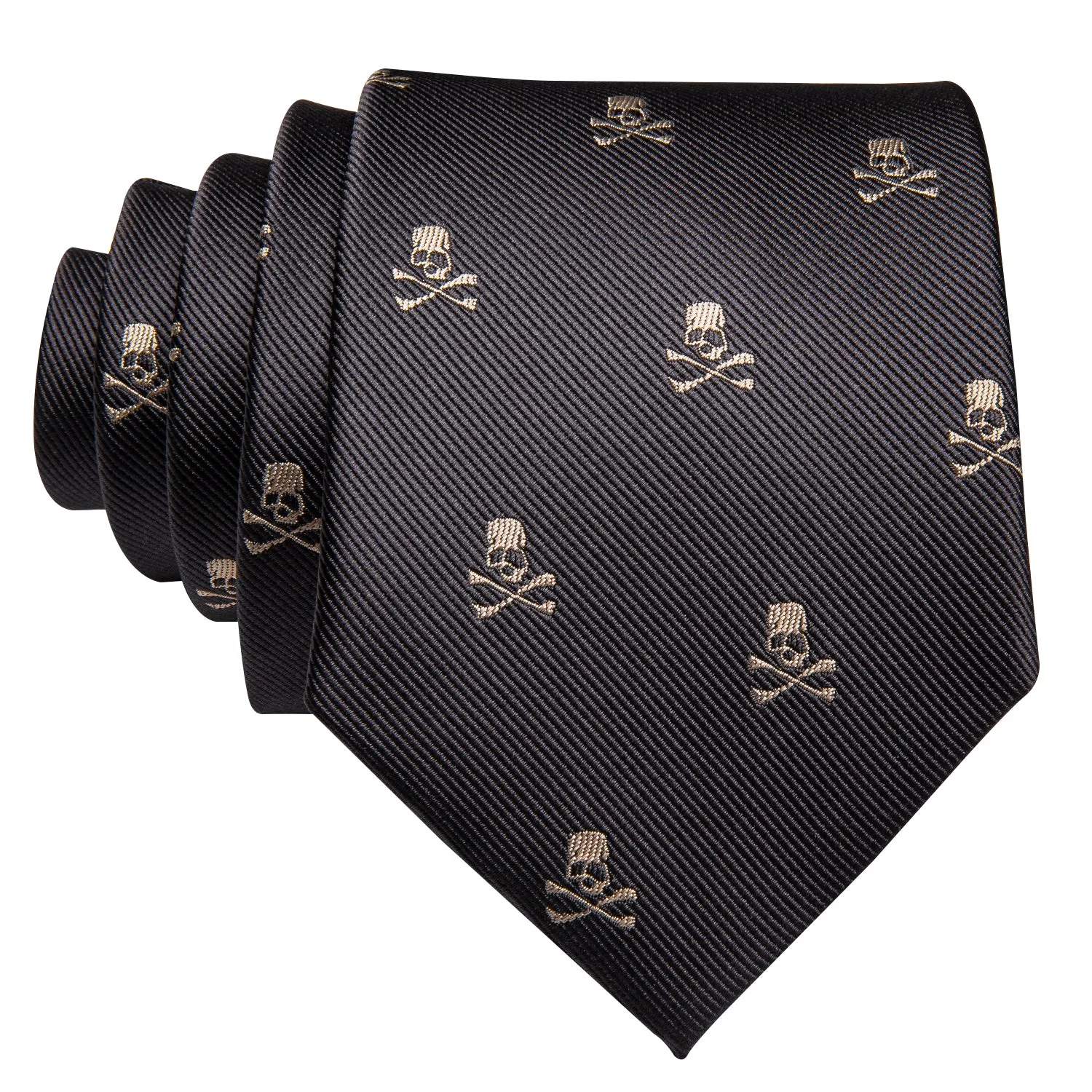 Ties2you Silk Tie Novelty Black Brown Skull Men's Tie Handkerchief Cufflinks Set sold by Ties2You product image thumbnail 3