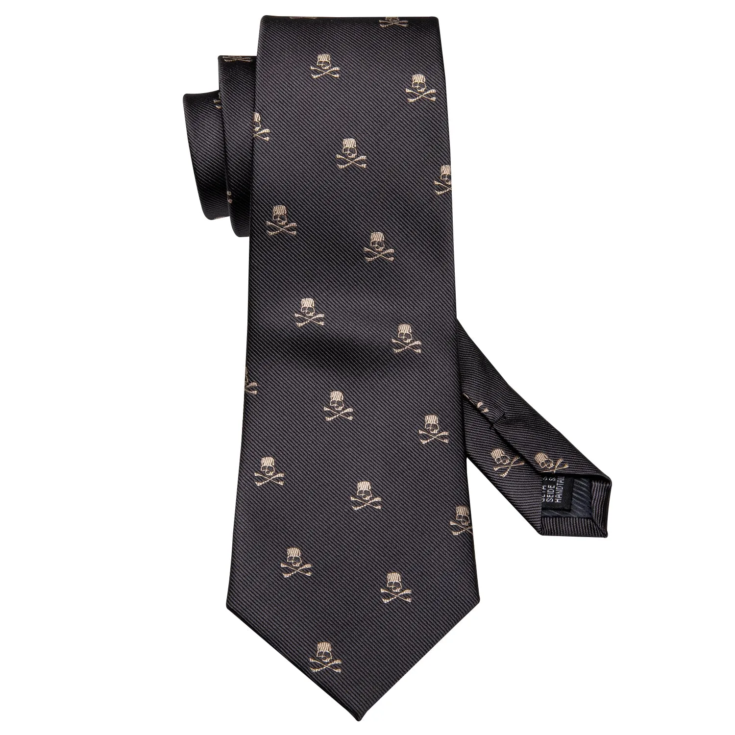 Ties2you Silk Tie Novelty Black Brown Skull Men's Tie Handkerchief Cufflinks Set sold by Ties2You product image thumbnail 4