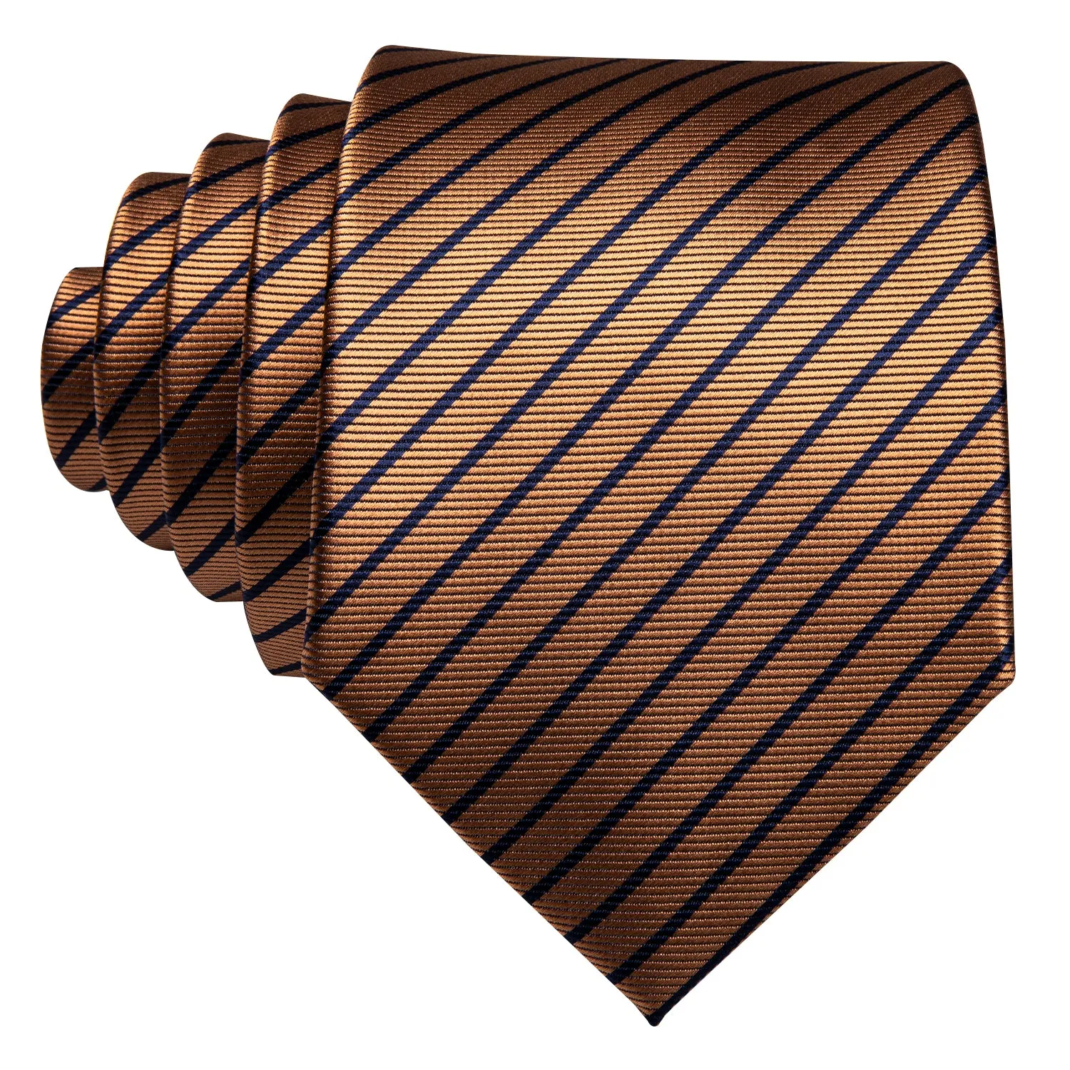 Golden Blue Striped Men's Tie Handkerchief Cufflinks Set sold by Ties2You product image thumbnail 3