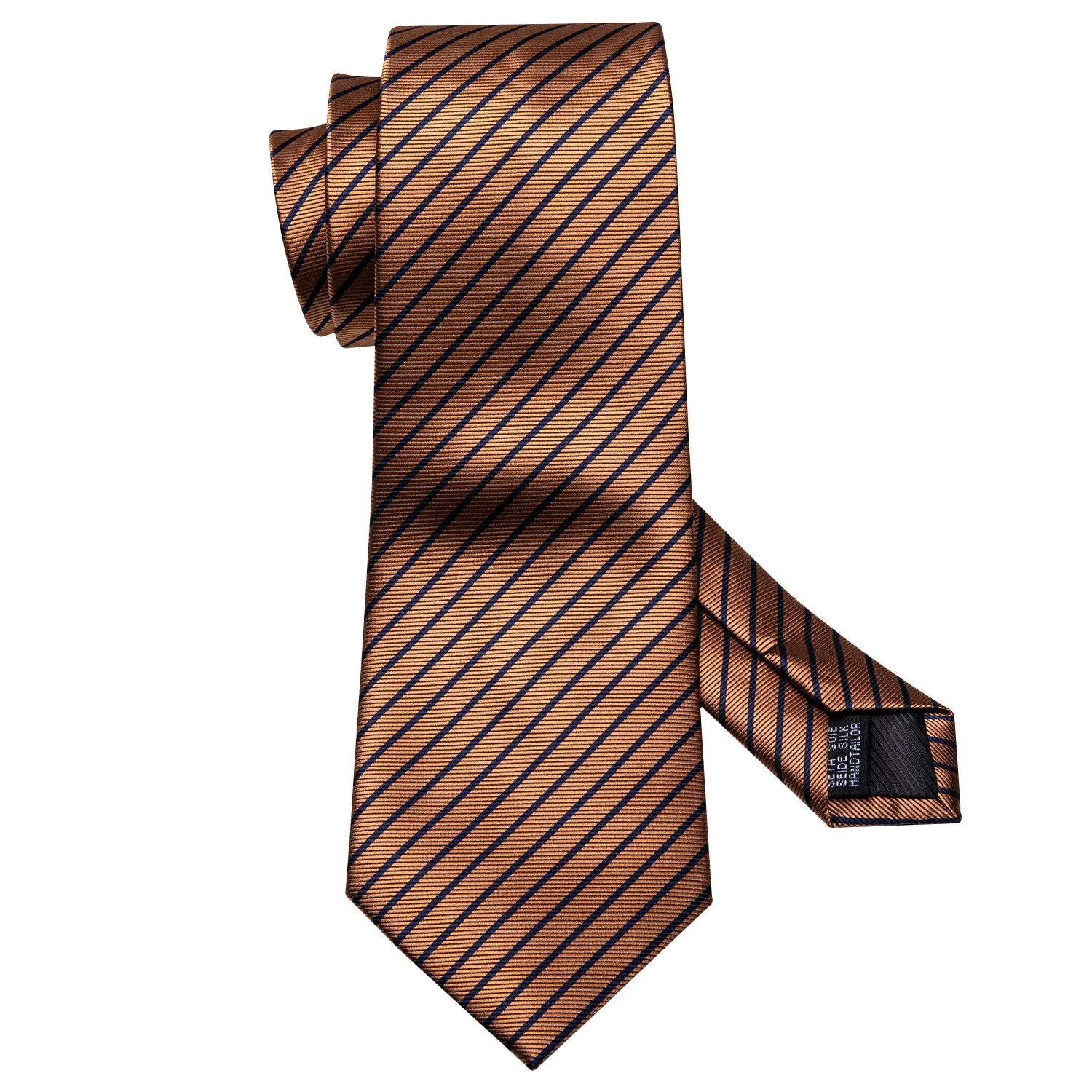 Golden Blue Striped Men's Tie Handkerchief Cufflinks Set sold by Ties2You product image thumbnail 4