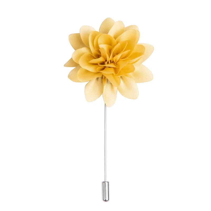 Ties2you Men's Tie Accessories Simple Yellow Silk Flower Floral Lapel Pin sold by Ties2You