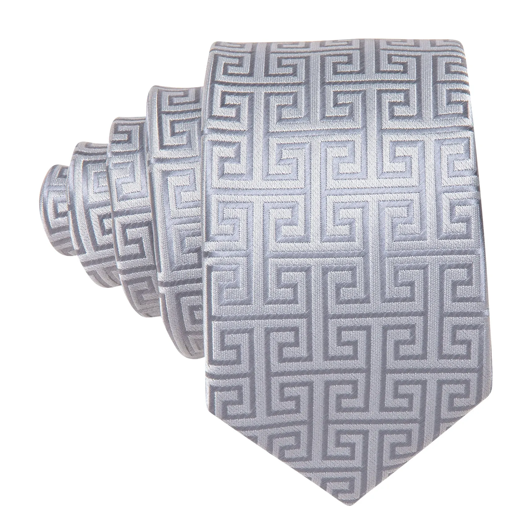 Men's Silver Plaid Tie Handkerchief Cufflinks Set sold by Ties2You product image thumbnail 5