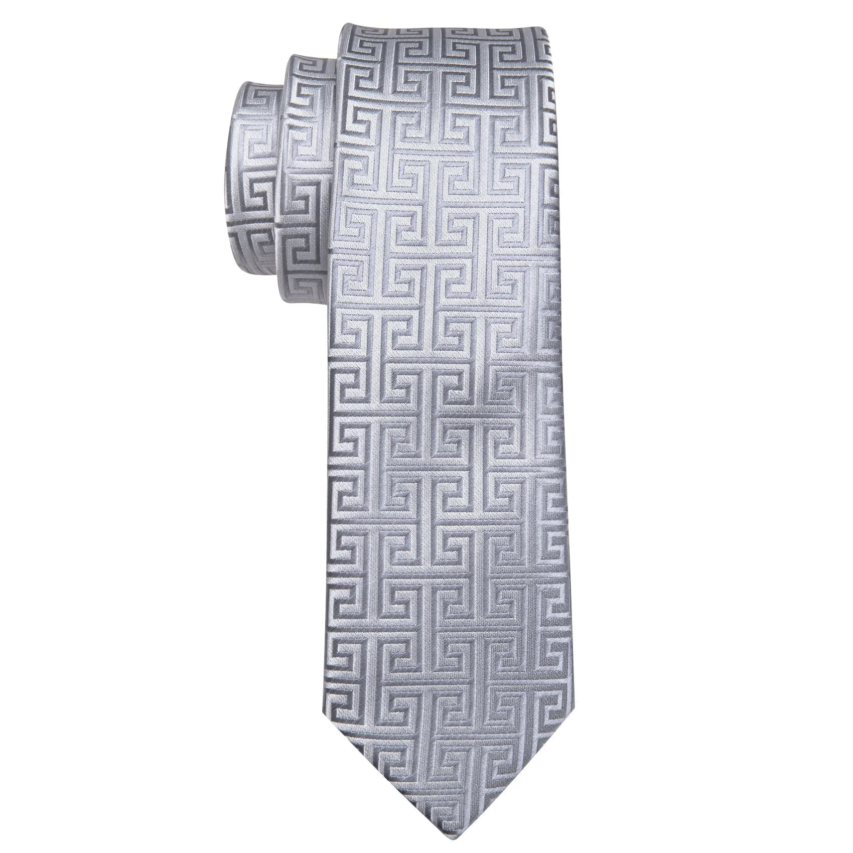 Men's Silver Plaid Tie Handkerchief Cufflinks Set sold by Ties2You product image thumbnail 4