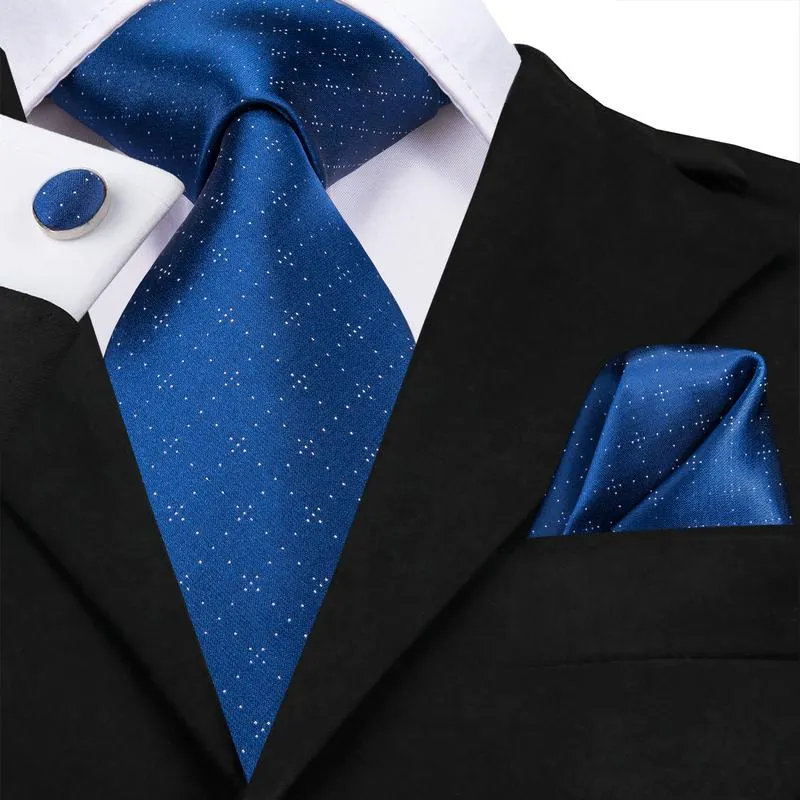 Blue Plaid Men's Silk Tie Pocket Square Cufflinks Set sold by Ties2You