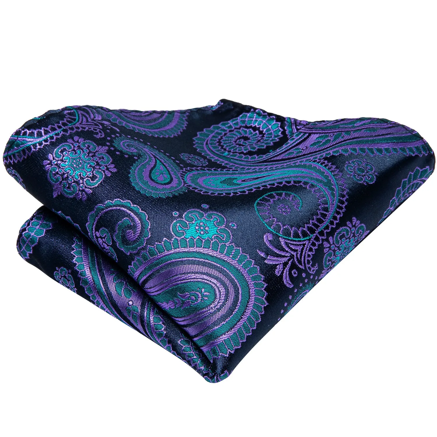 Ties2you Extra Long Tie Blue Purple Paisley Silk 63 Inches Men's Tie Pocket Square Cufflinks Set sold by Ties2You product image thumbnail 3