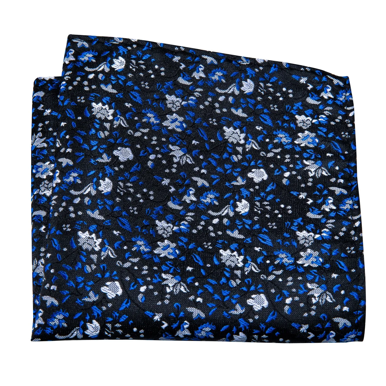 Black Blue Floral Pre-tied Bow Tie Hanky Cufflinks Set sold by Ties2You product image thumbnail 4