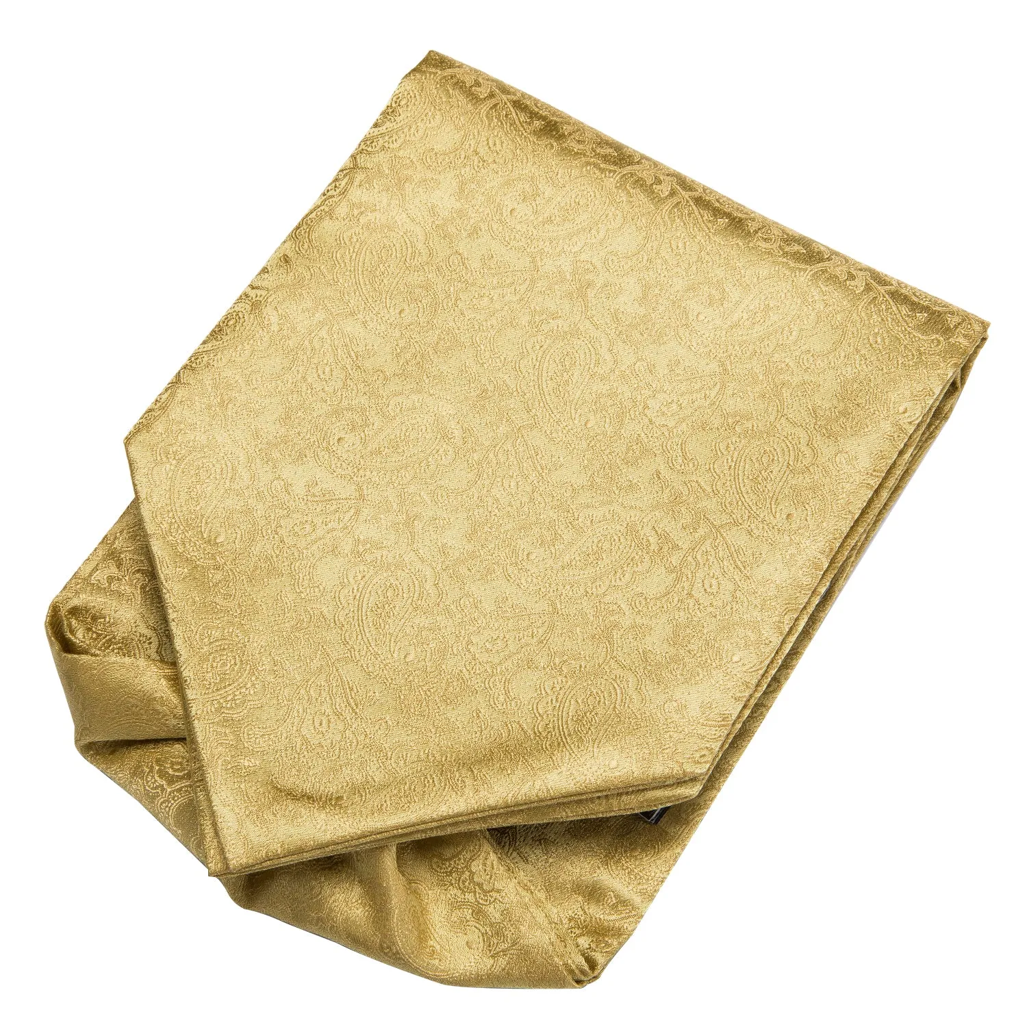 Pure Golden Paisley Silk Ascot Cravat Pocket Square Cufflinks Set sold by Ties2You product image thumbnail 3