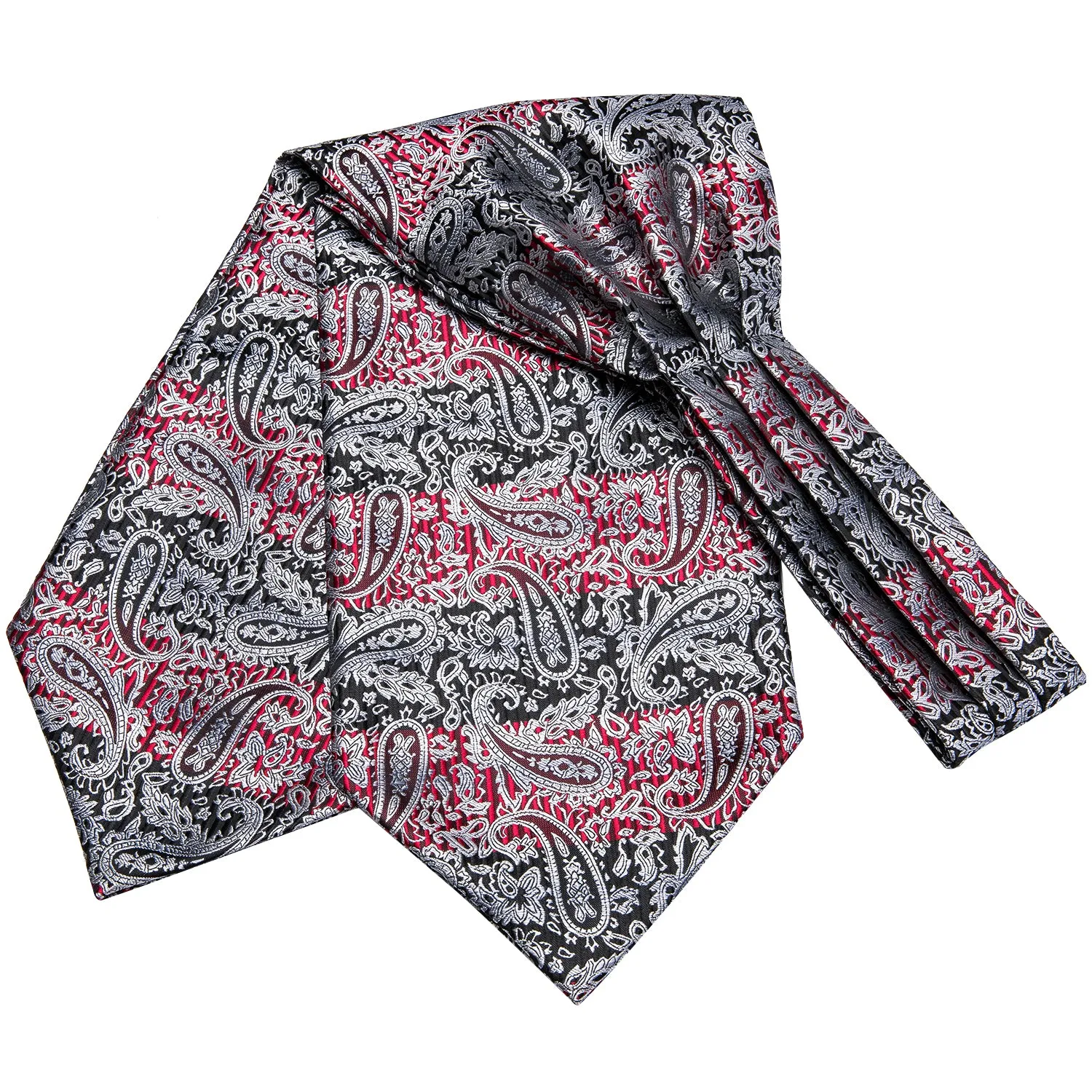 Silver Grey Black Paisley Silk Ascot Cravat Pocket Square Cufflinks Set sold by Ties2You product image thumbnail 4