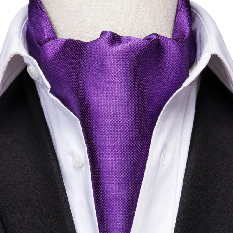 Purple Solid Silk Ascot Cravat Pocket Square Cufflinks Set sold by Ties 2 You