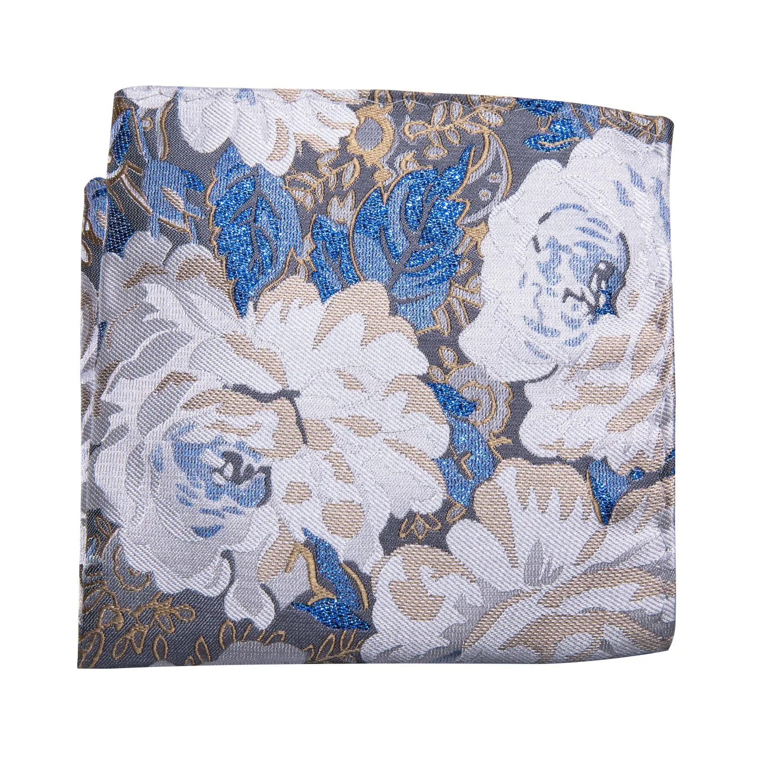 Blue White Champagne Floral Pre-tied Bow Tie Hanky Cufflinks Set sold by Ties2You product image thumbnail 5