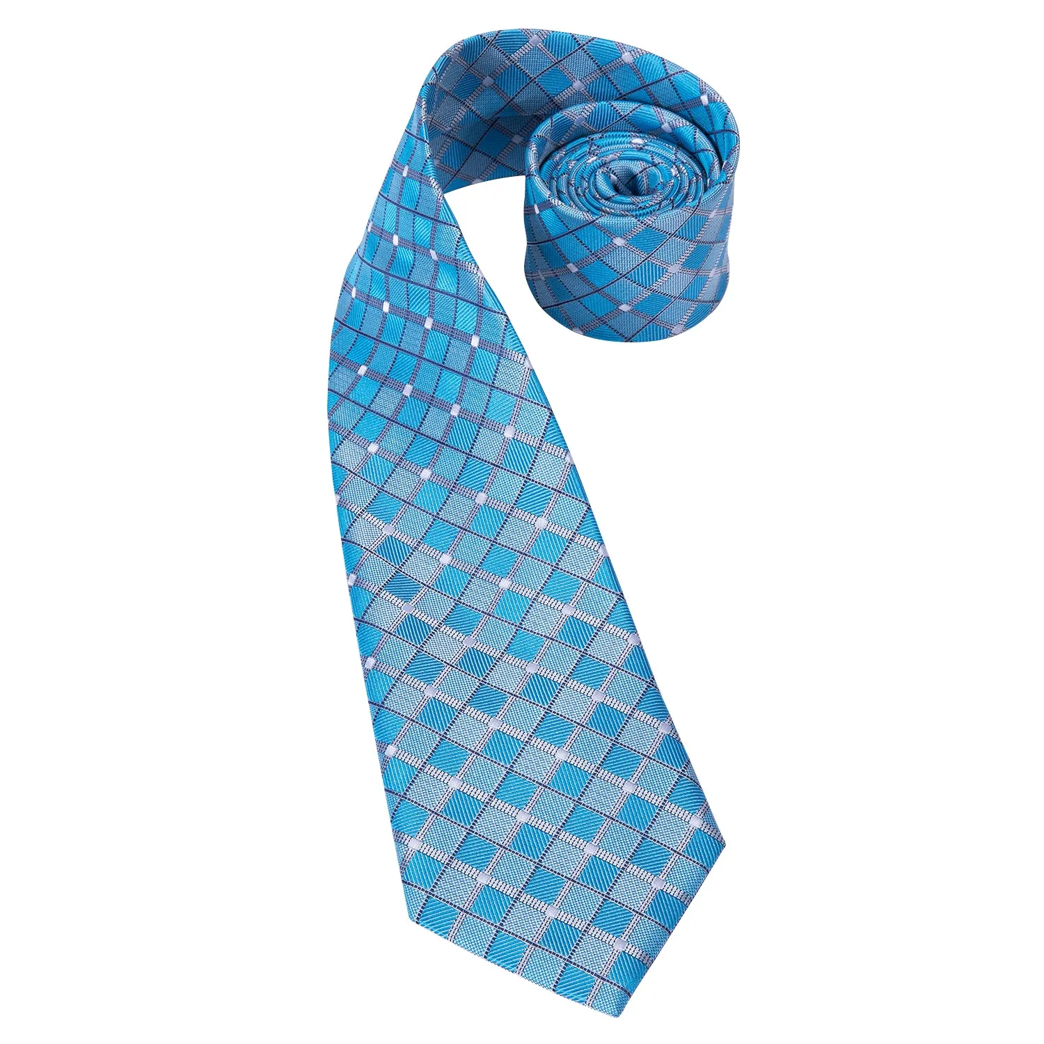 Blue Plaid Mens's Tie Pocket Square Cufflinks Set sold by Ties2You product image thumbnail 3