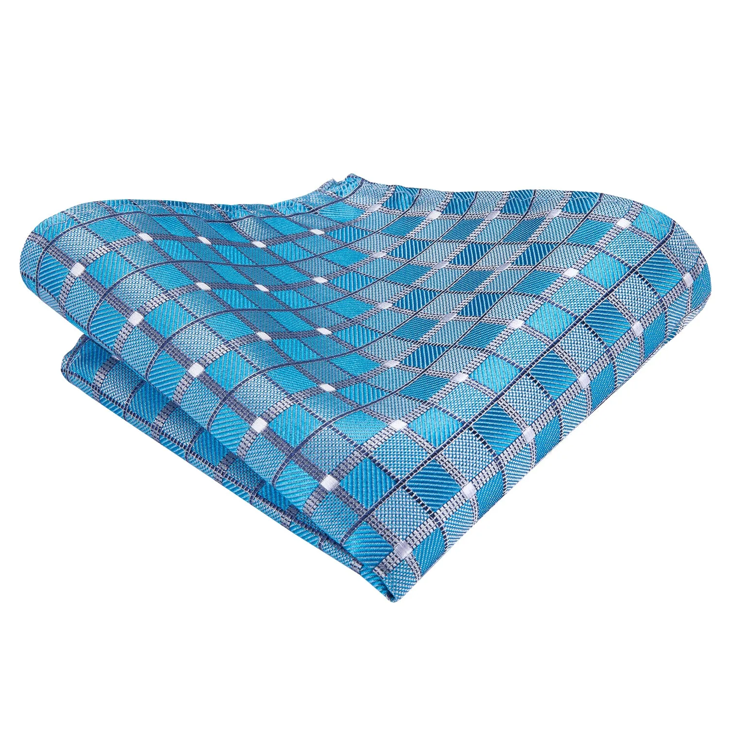 Blue Plaid Mens's Tie Pocket Square Cufflinks Set sold by Ties2You product image thumbnail 4