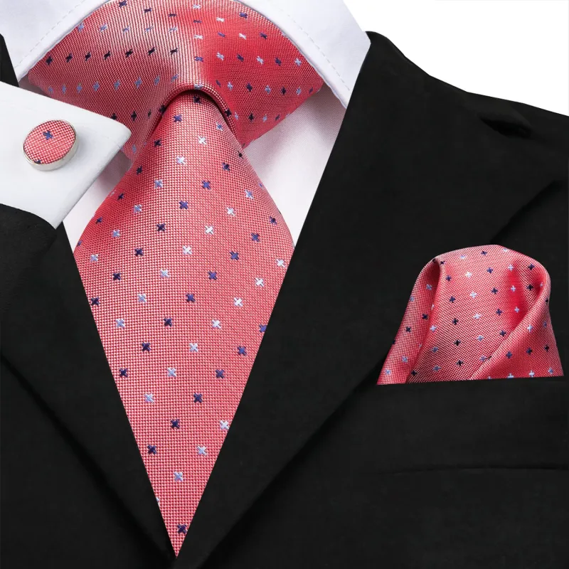Ties2you Red Tie Watermelon Polka Dot Men's Tie Pocket Square Cufflinks Set sold by Ties2You