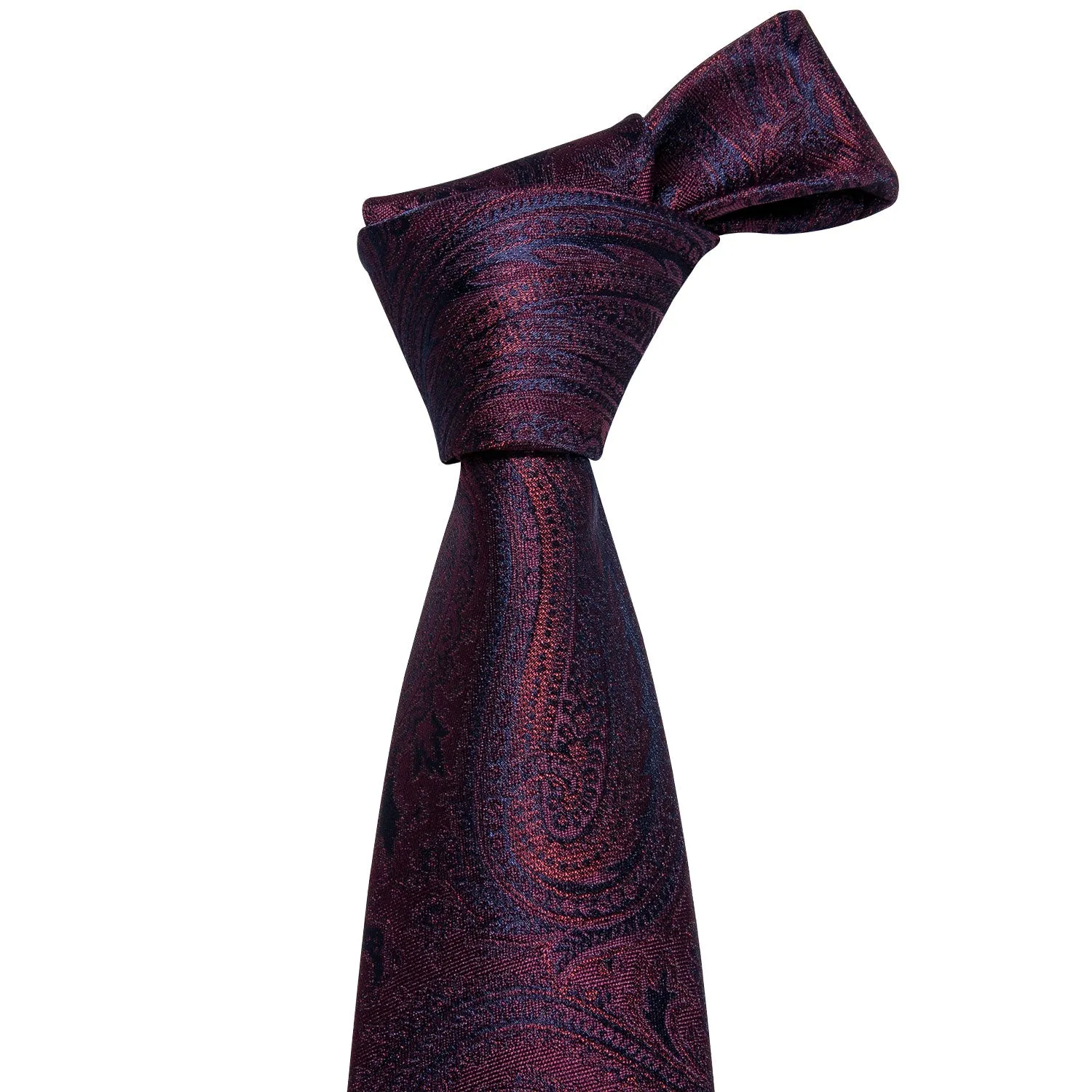 Ties2you Wedding Necktie Plum Purple Red Paisley Men's Silk Tie Hanky Cufflinks Set sold by Ties2You product image thumbnail 4