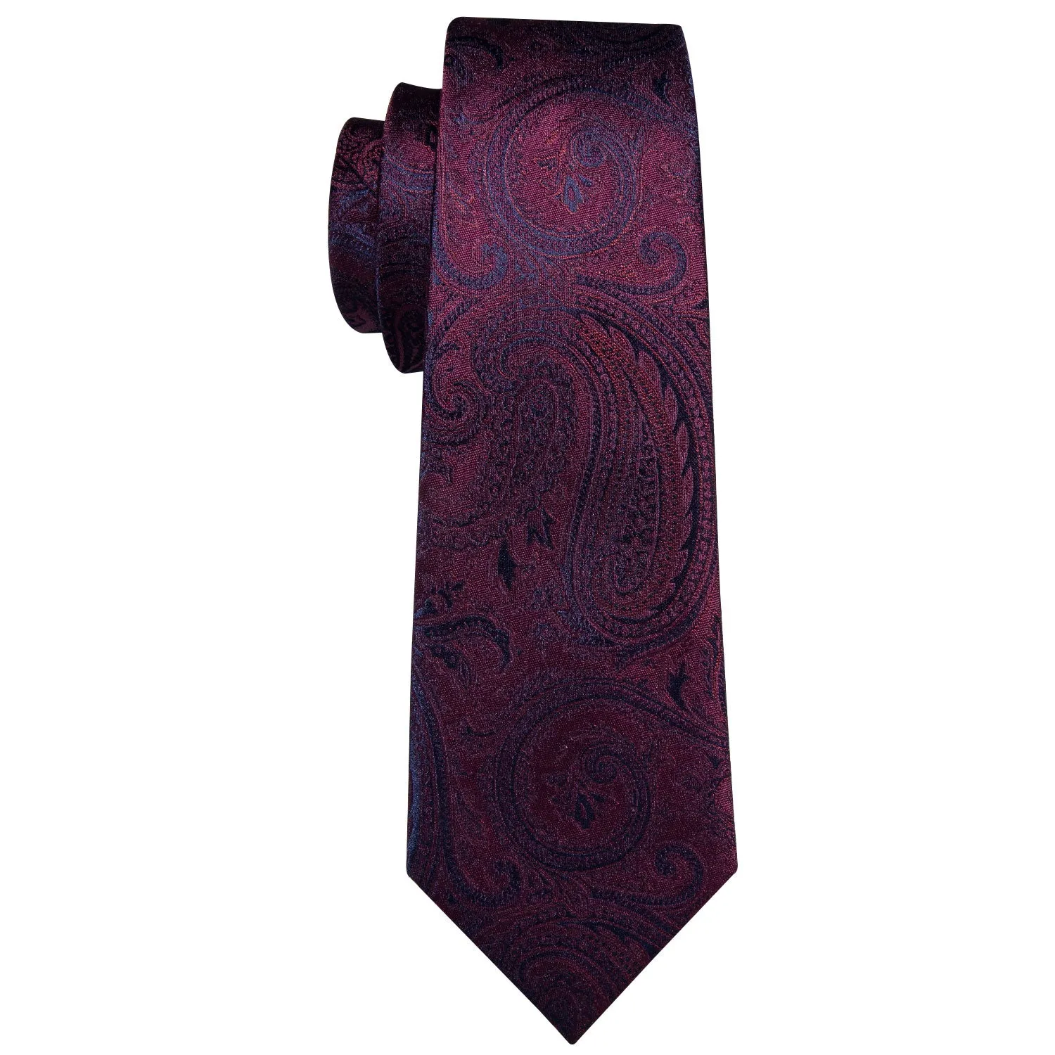 Ties2you Wedding Necktie Plum Purple Red Paisley Men's Silk Tie Hanky Cufflinks Set sold by Ties2You product image thumbnail 5