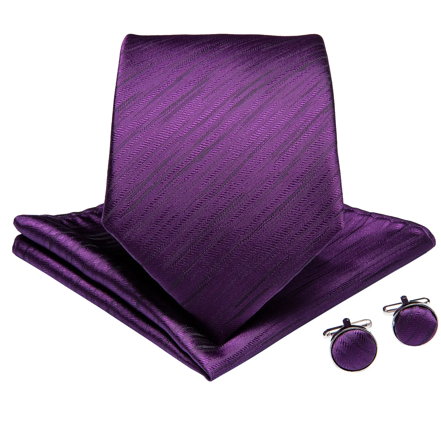 Purple Striped Men's Necktie Pocket Square Cufflinks Set 8cm sold by Ties2You product image thumbnail 2