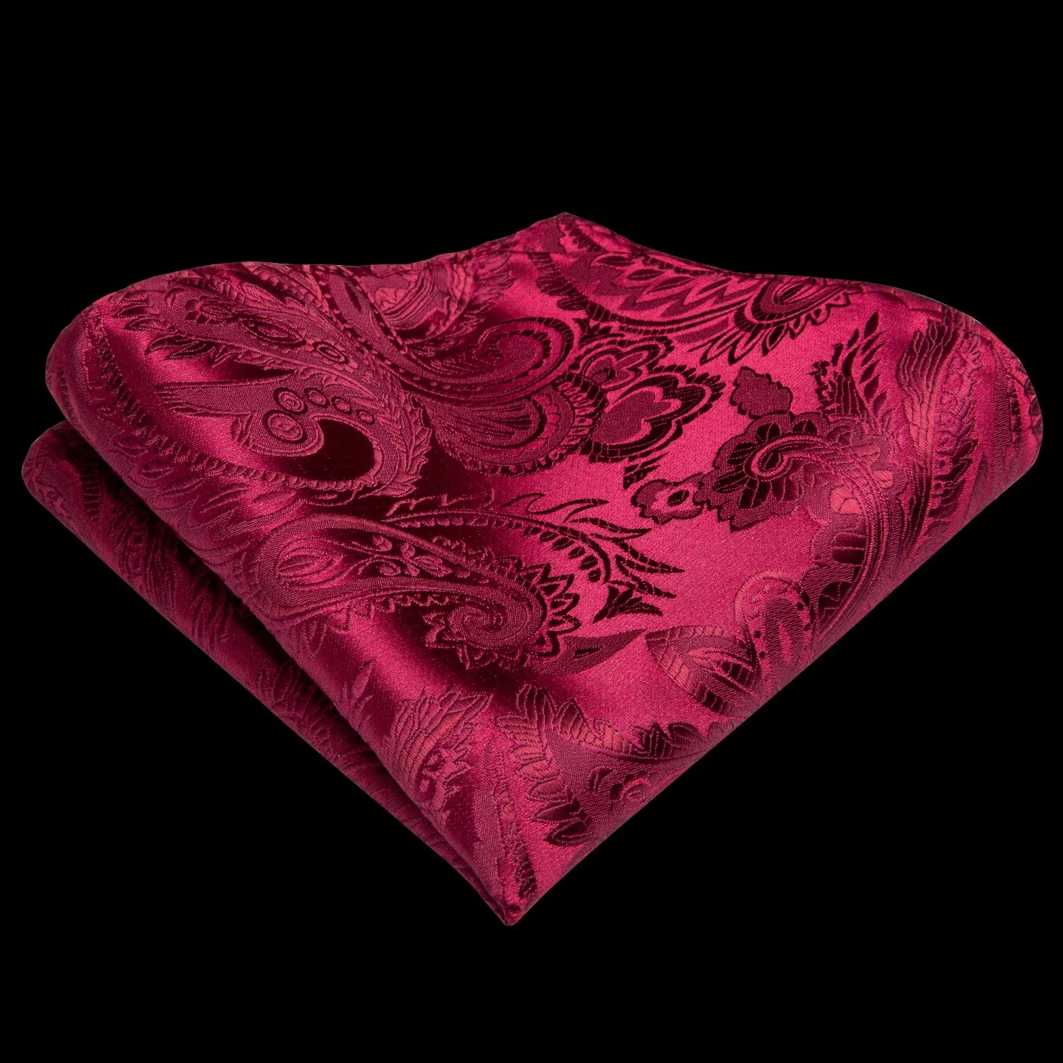 Burgundy Red Paisley Men's Necktie Pocket Square Cufflinks Set 8cm sold by Ties2You product image thumbnail 5