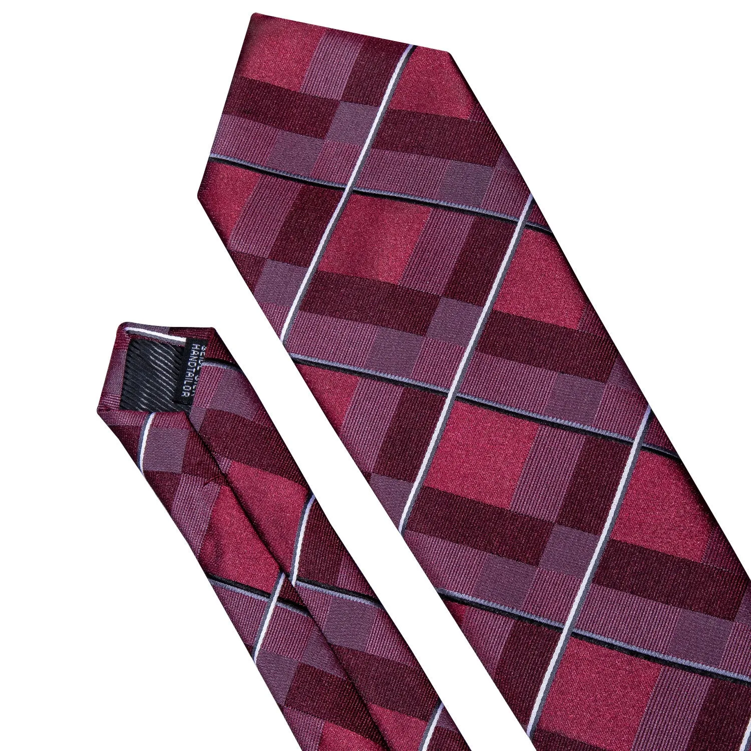 Red Plaid Necktie Pocket Square Cufflinks Set sold by Ties2You product image thumbnail 2