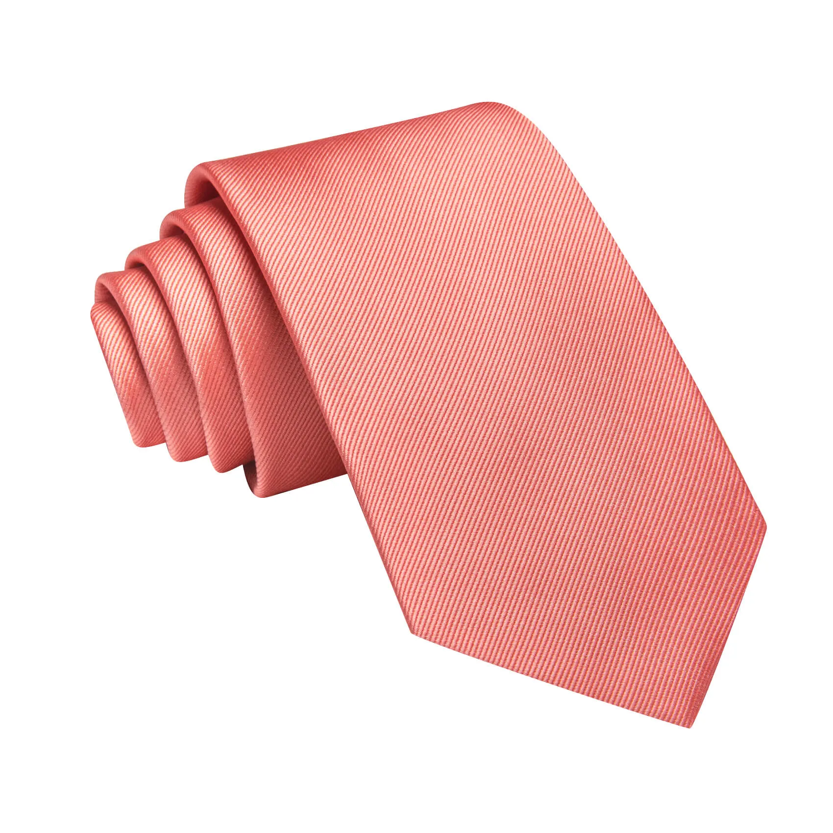 Ties2you Silk Men's Tie Coral Red Solid Tie Pocket Square Cufflinks Set Classic sold by Ties2You product image thumbnail 3