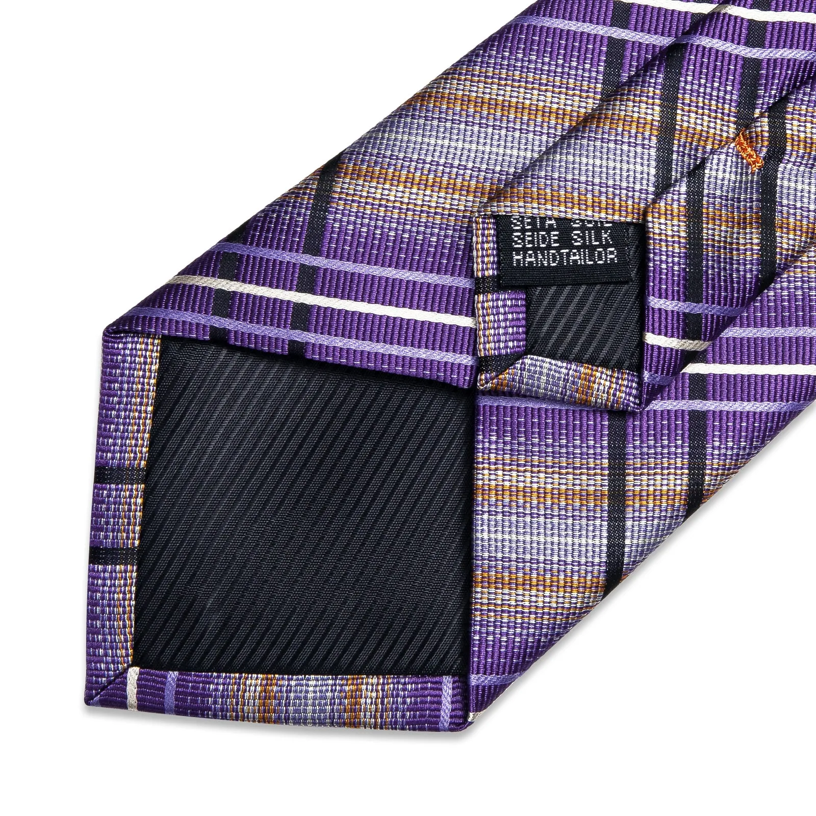 Purple Beige Striped Silk Men's Tie Pocket Square Cufflinks Set sold by Ties2You product image thumbnail 5