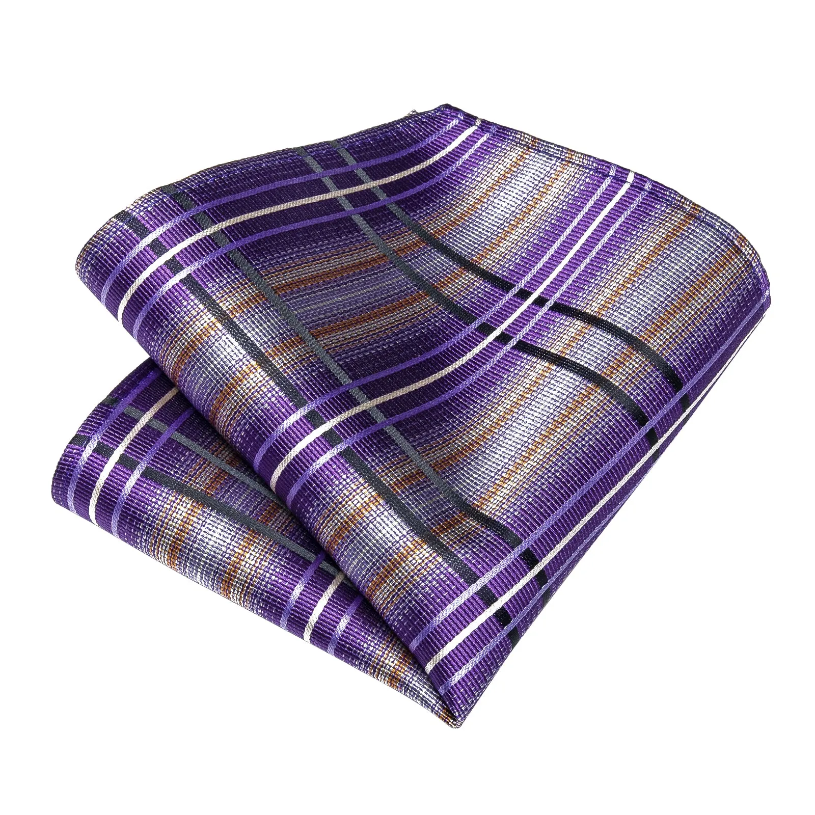 Purple Beige Striped Silk Men's Tie Pocket Square Cufflinks Set sold by Ties2You product image thumbnail 4