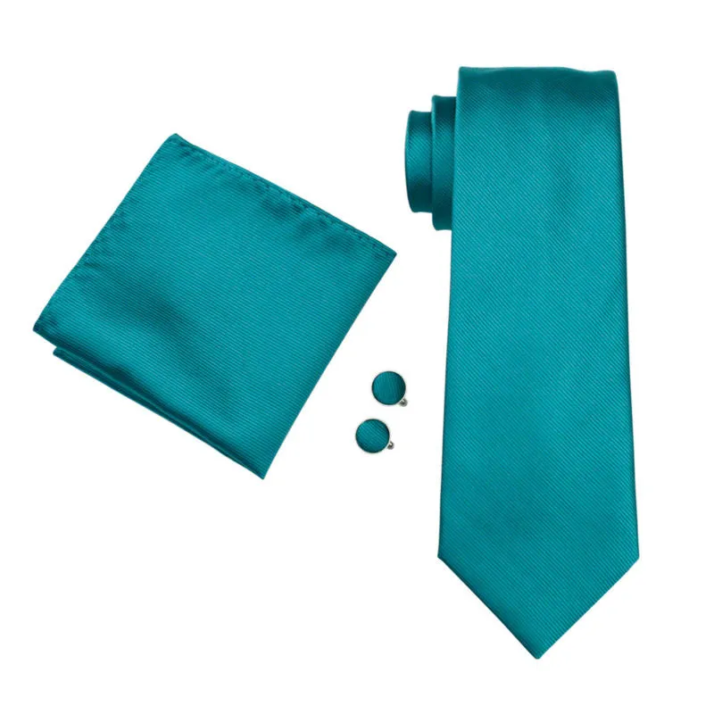 Teal Striped Tie Hanky Cufflinks Set sold by Ties2You product image thumbnail 4