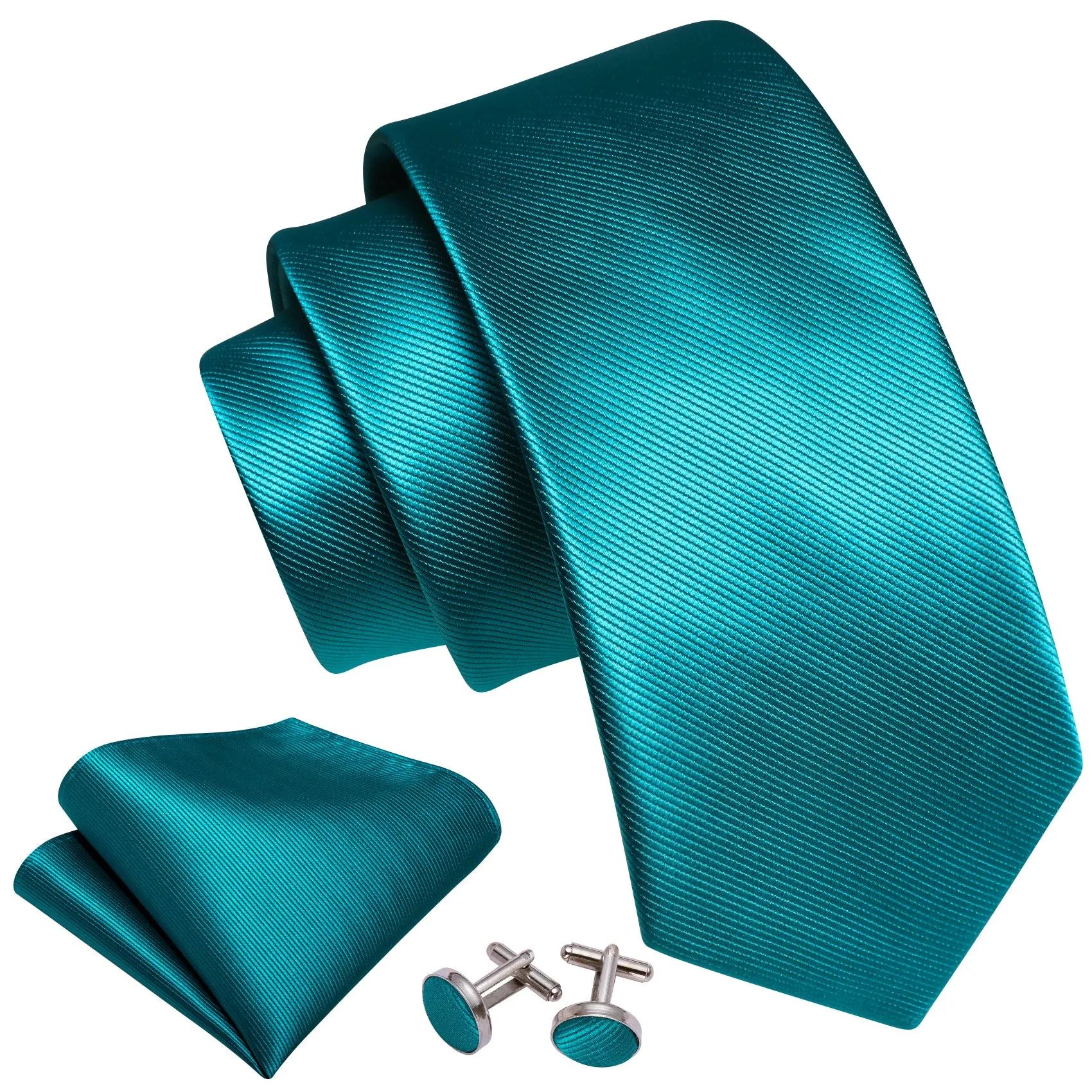 Teal Striped Tie Hanky Cufflinks Set sold by Ties2You product image thumbnail 2