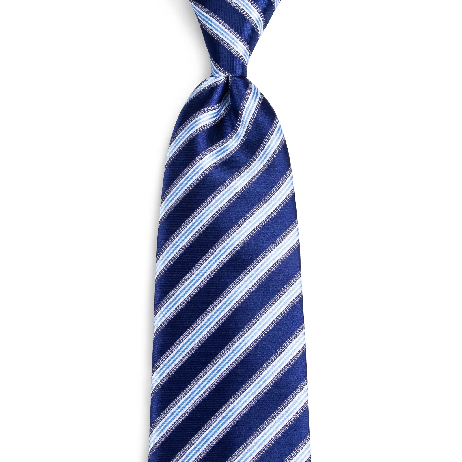 Cerulean Blue White Striped Silk Fabric Men's Tie Hanky Cufflinks Set 8cm sold by Ties2You product image thumbnail 5