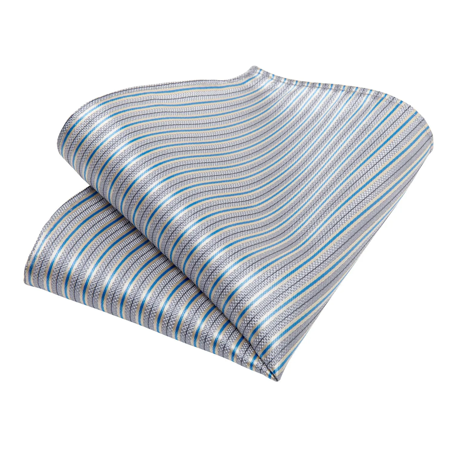 Blue White Striped Silk Fabric Men's Tie Hanky Cufflinks Set sold by Ties2You product image thumbnail 5