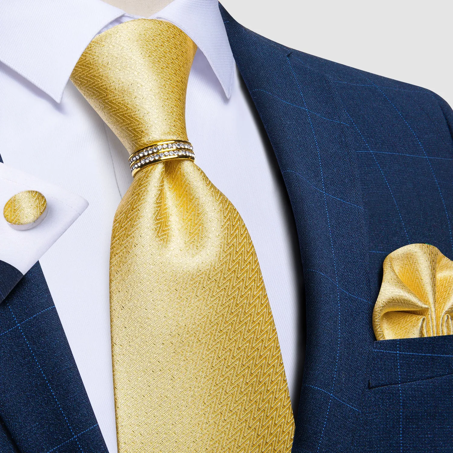 Champagne Solid Silk Fabric Men's Tie Hanky Cufflinks Set 8cm sold by Ties2You product image thumbnail 2