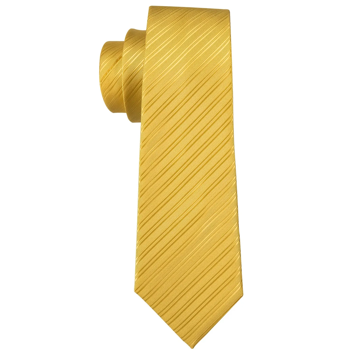 Silver Yellow Striped Silk Men's Tie Hanky Cufflinks Set sold by Ties2You product image thumbnail 5