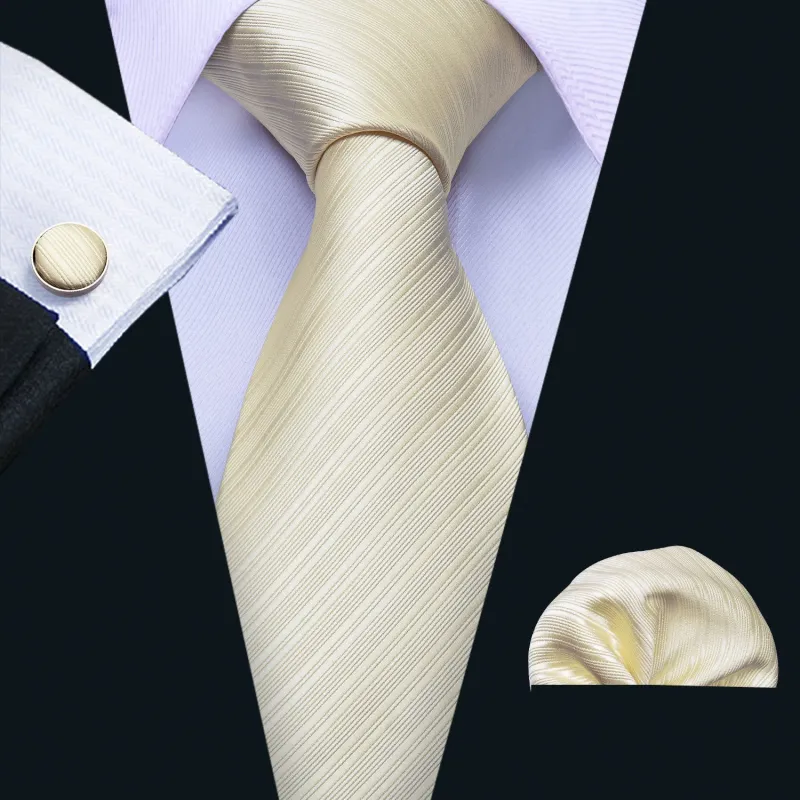 Ties2you Champagne Striped Silk Men's Tie Hanky Cufflinks Set sold by Ties2You