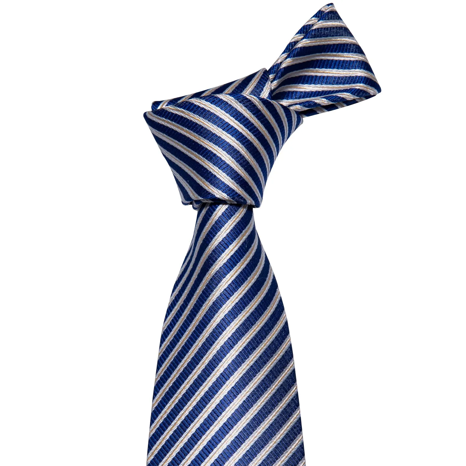 Ties2you Mens Navy Blue Silk Tie Business Striped Suit Necktie Pocket Square Cufflinks Set sold by Ties2You product image thumbnail 2