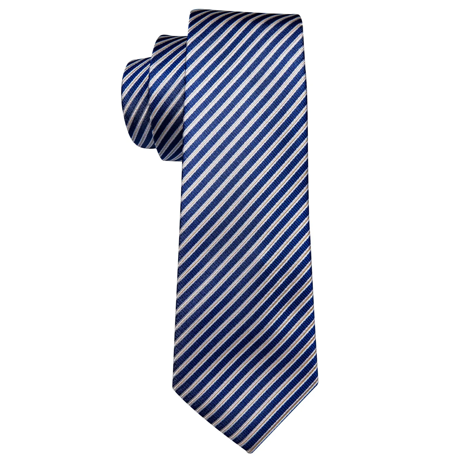 Ties2you Mens Navy Blue Silk Tie Business Striped Suit Necktie Pocket Square Cufflinks Set sold by Ties2You product image thumbnail 3