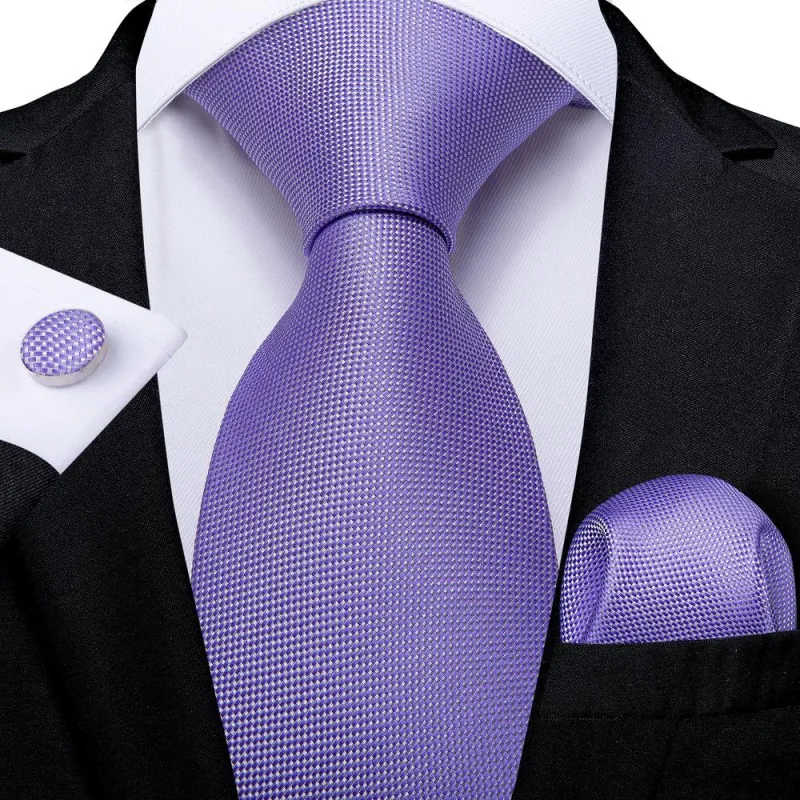 Purple Solid Tie Pocket Square Cufflinks Set 8cm sold by Ties2You